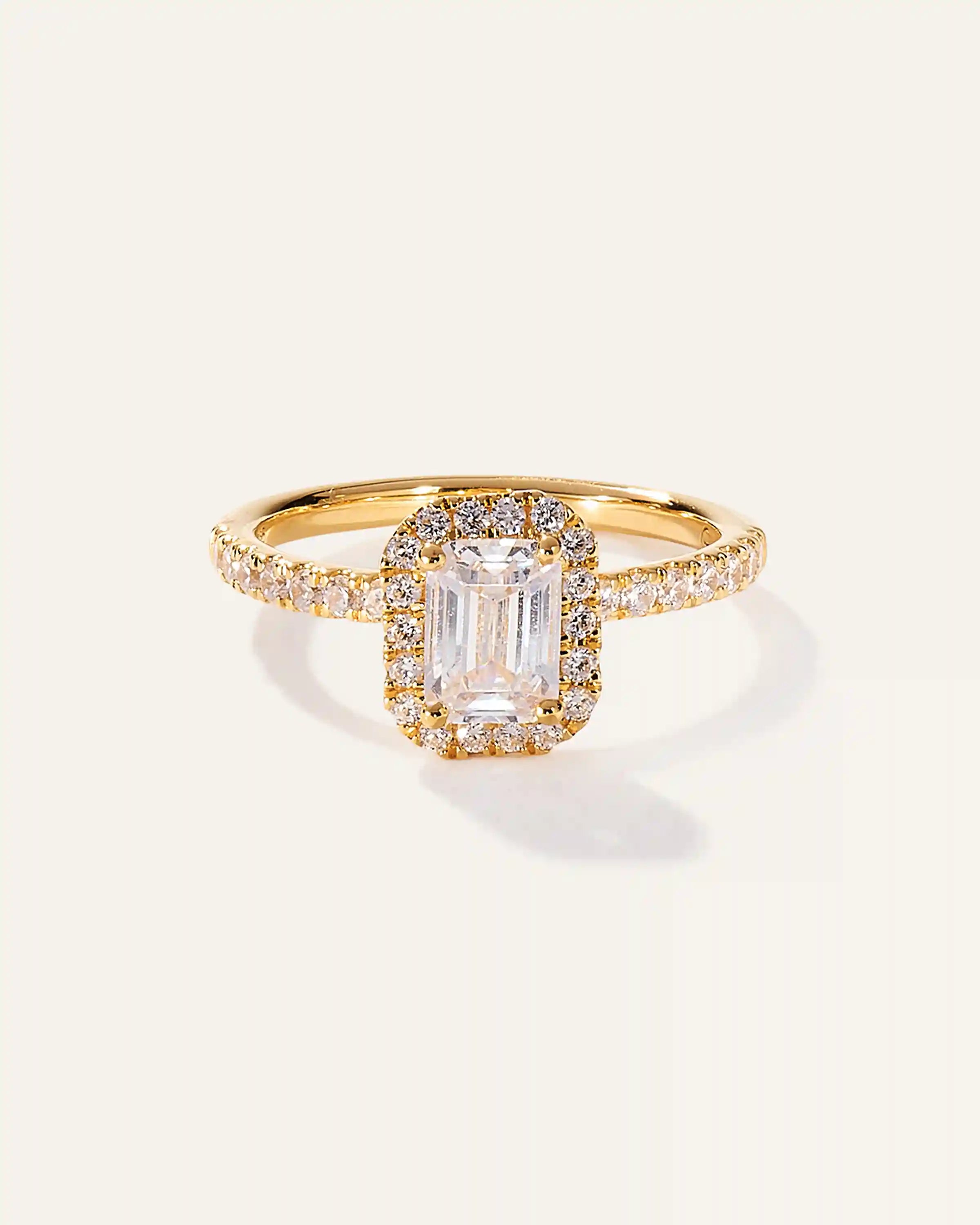Lab Grown Diamond Emerald Halo Pave Engagement Ring - 1.50ct