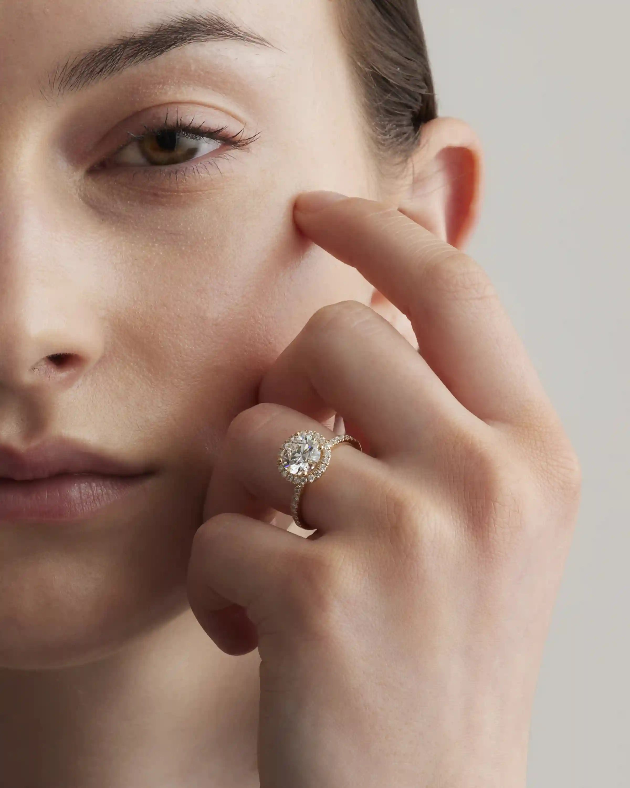 Lab Grown Diamond Round Halo Pave Engagement Ring - 2ct