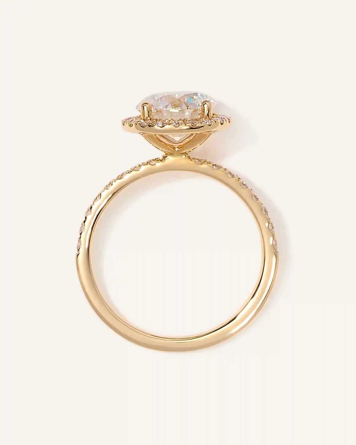 Lab Grown Diamond Round Halo Pave Engagement Ring - 2ct