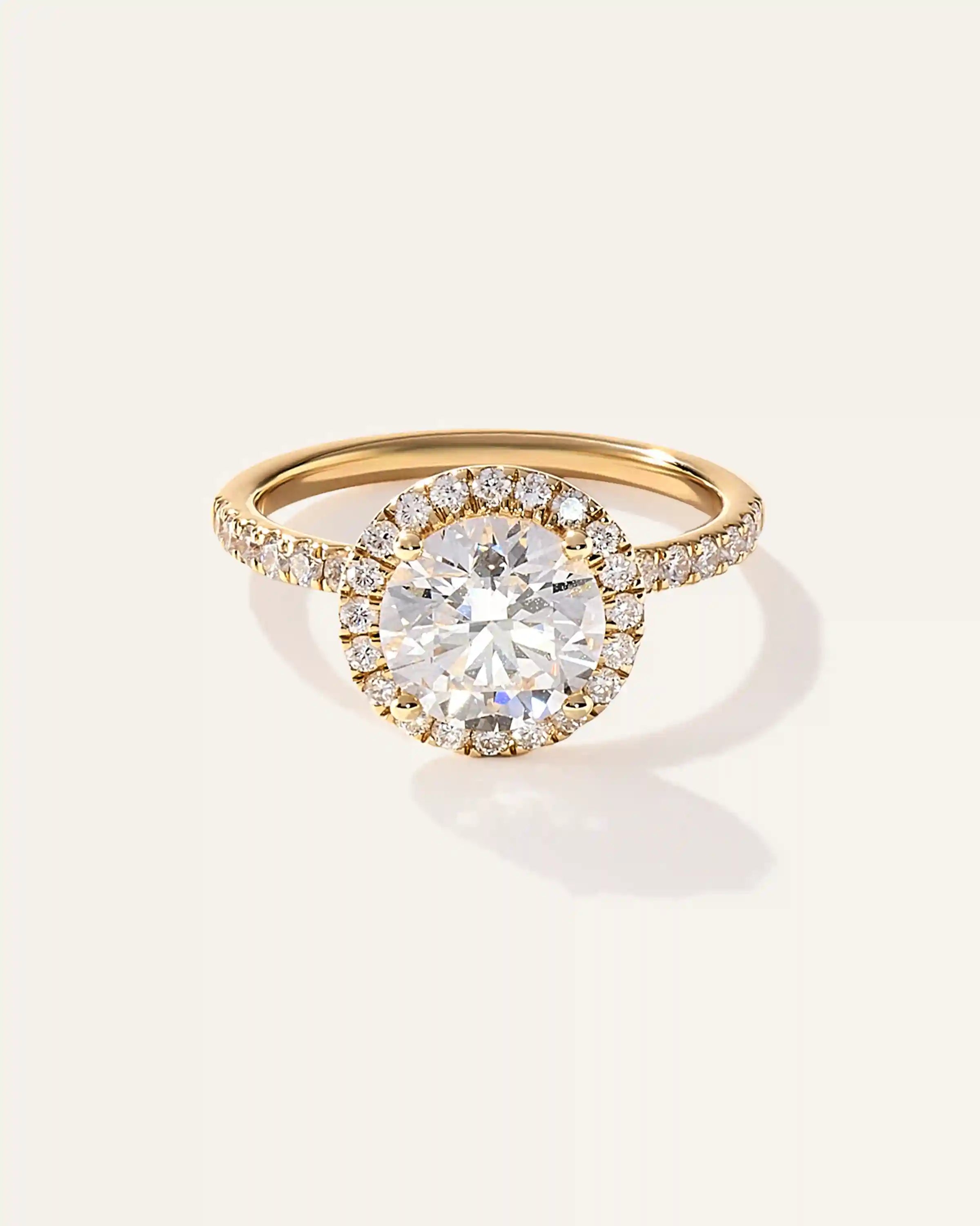Lab Grown Diamond Round Halo Pave Engagement Ring - 2ct