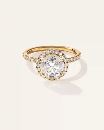 Lab Grown Diamond Round Halo Pave Engagement Ring - 2ct