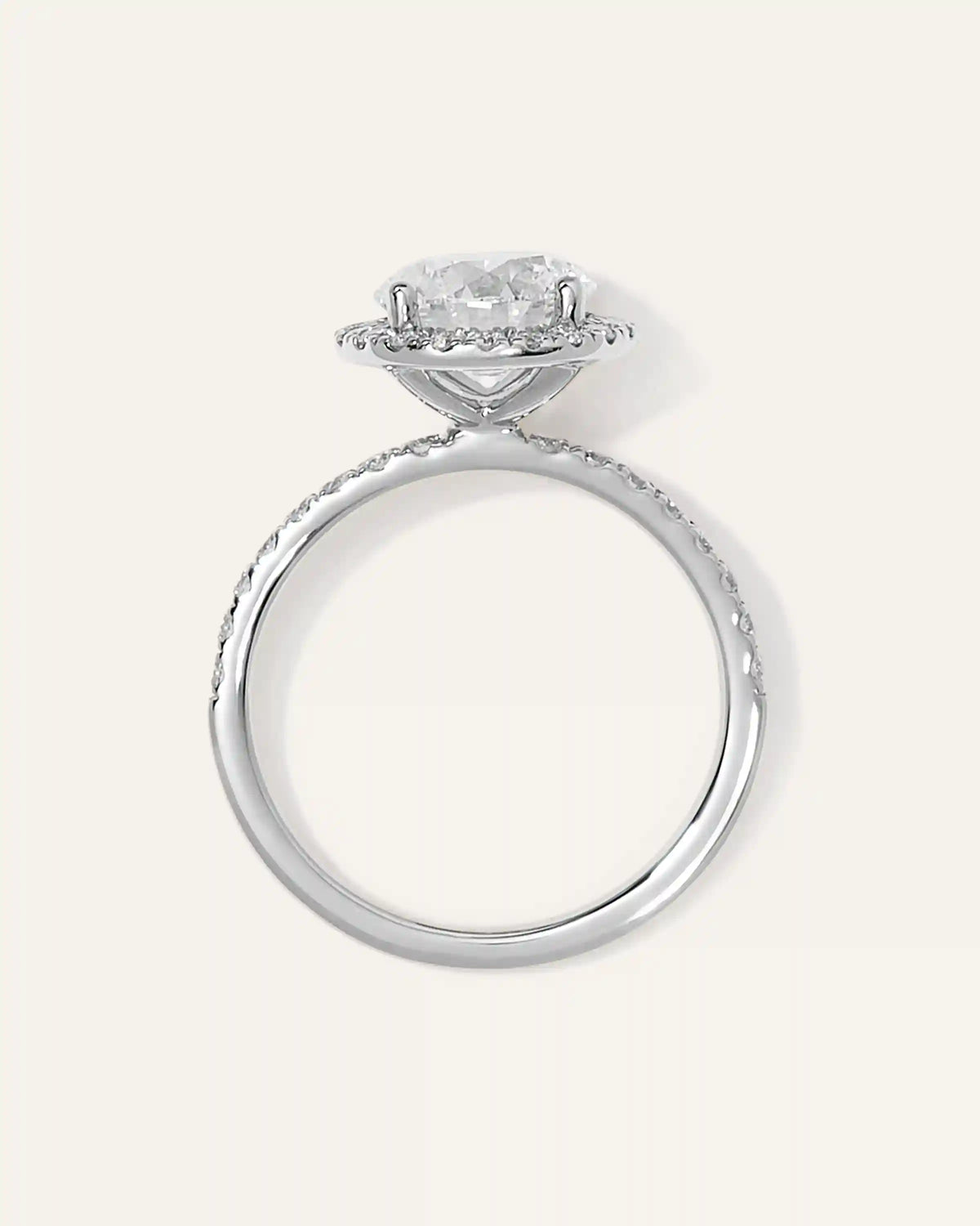 Lab Grown Diamond Round Halo Pave Engagement Ring - 2ct