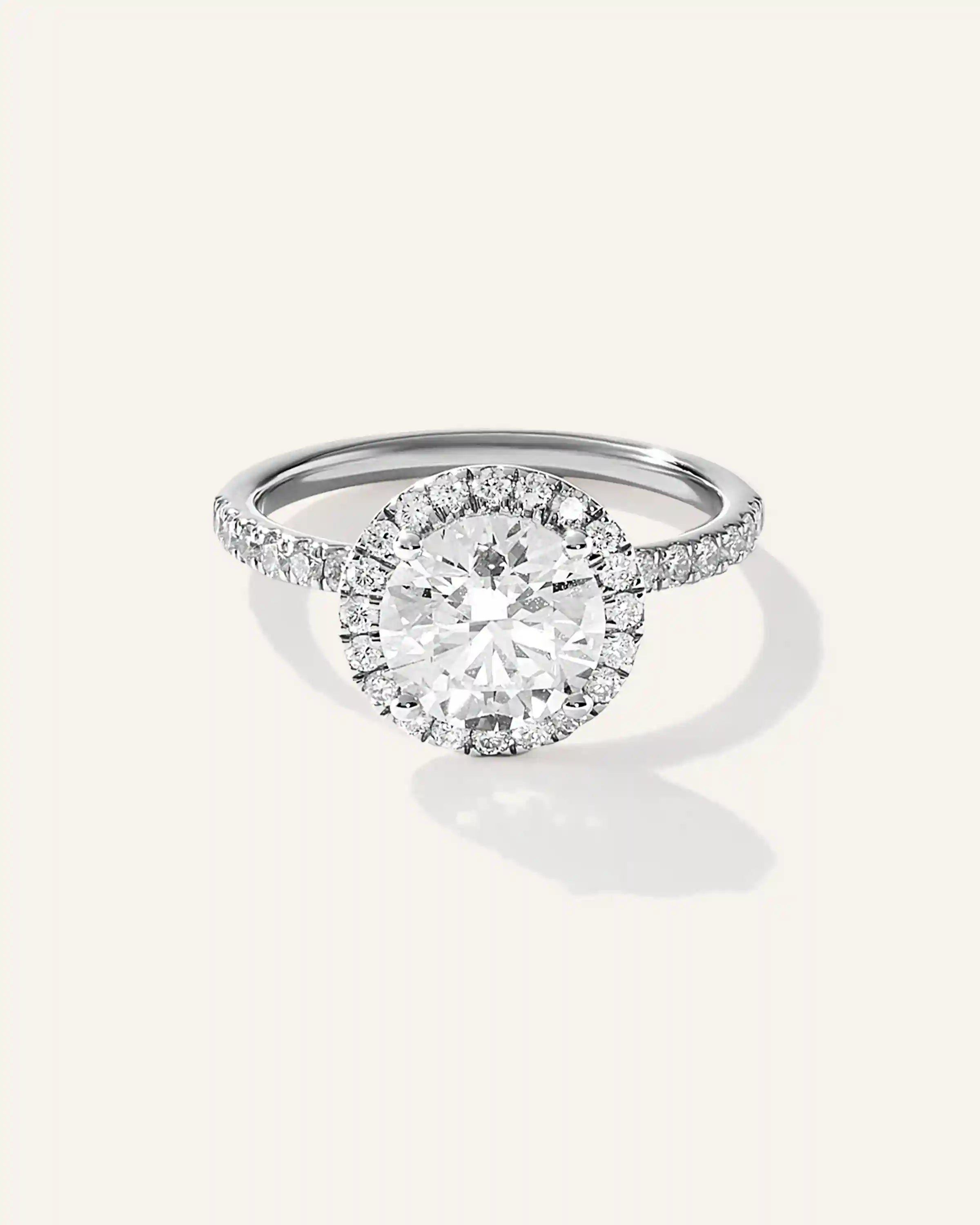 Lab Grown Diamond Round Halo Pave Engagement Ring - 2ct