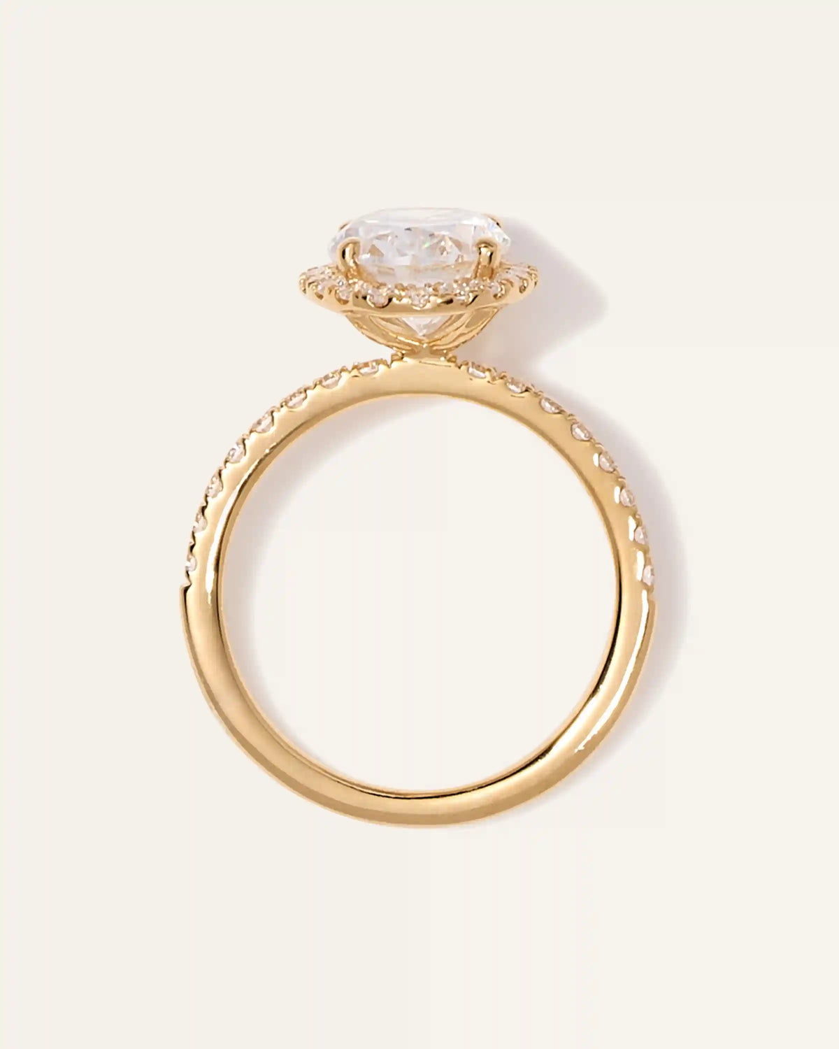 Lab Grown Diamond Oval Halo Pave Engagement Ring - 2ct