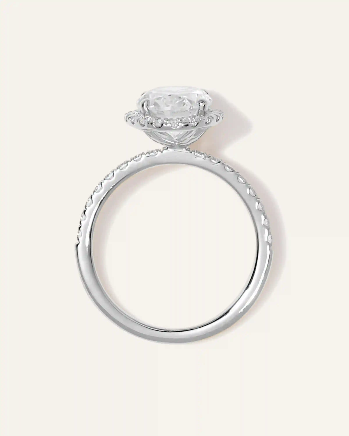 Lab Grown Diamond Oval Halo Pave Engagement Ring - 2ct