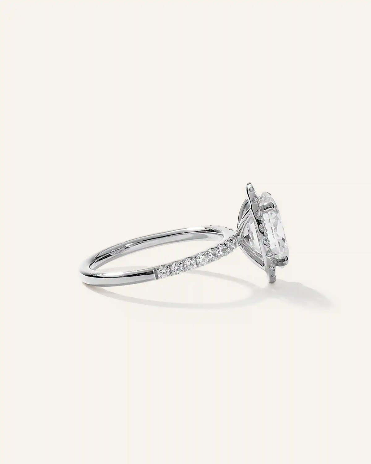 Lab Grown Diamond Oval Halo Pave Engagement Ring - 2ct