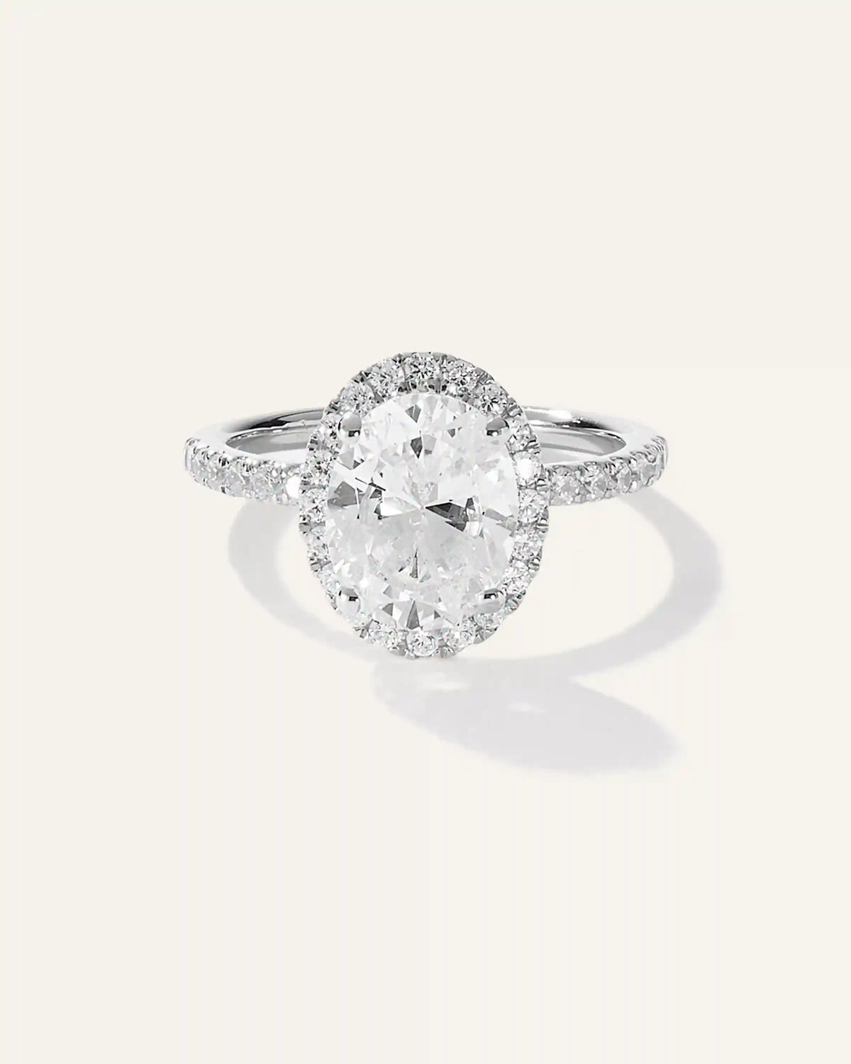 Lab Grown Diamond Oval Halo Pave Engagement Ring - 2ct