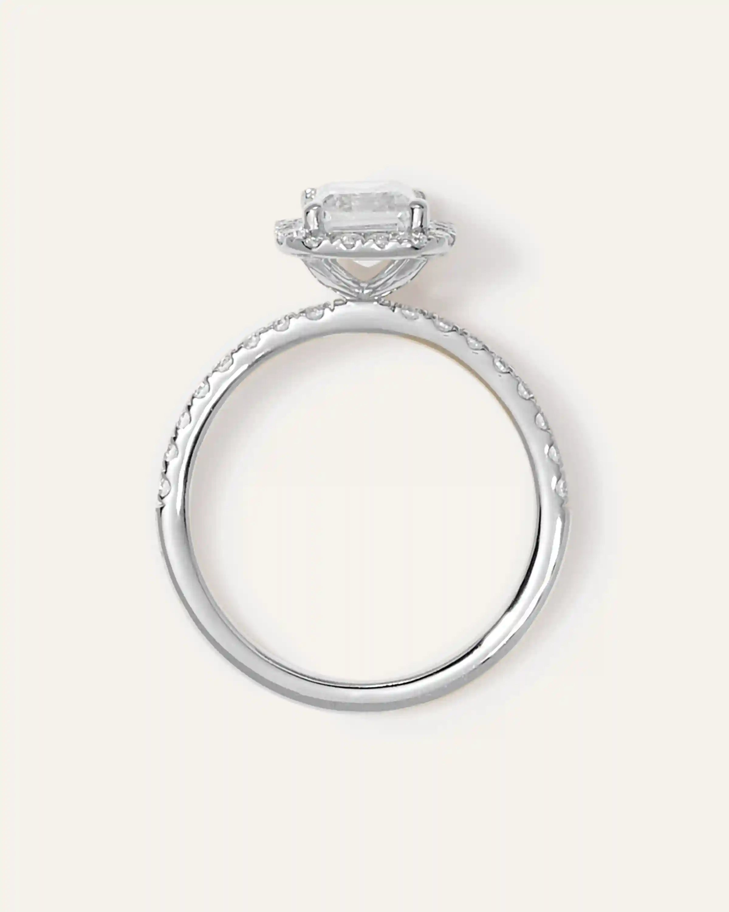 Lab Grown Diamond Emerald Halo Pave Engagement Ring - 2ct
