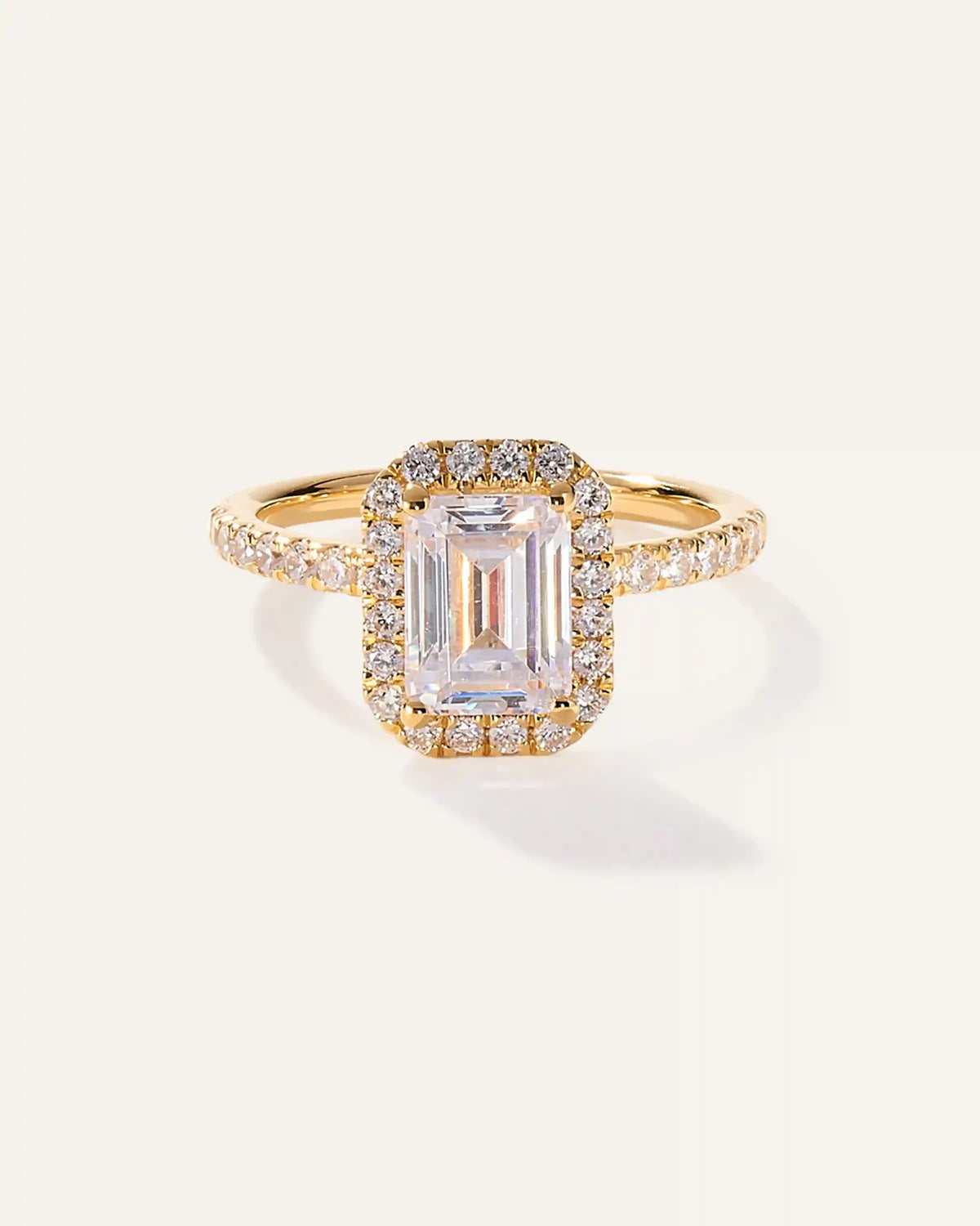 Lab Grown Diamond Emerald Halo Pave Engagement Ring - 2ct