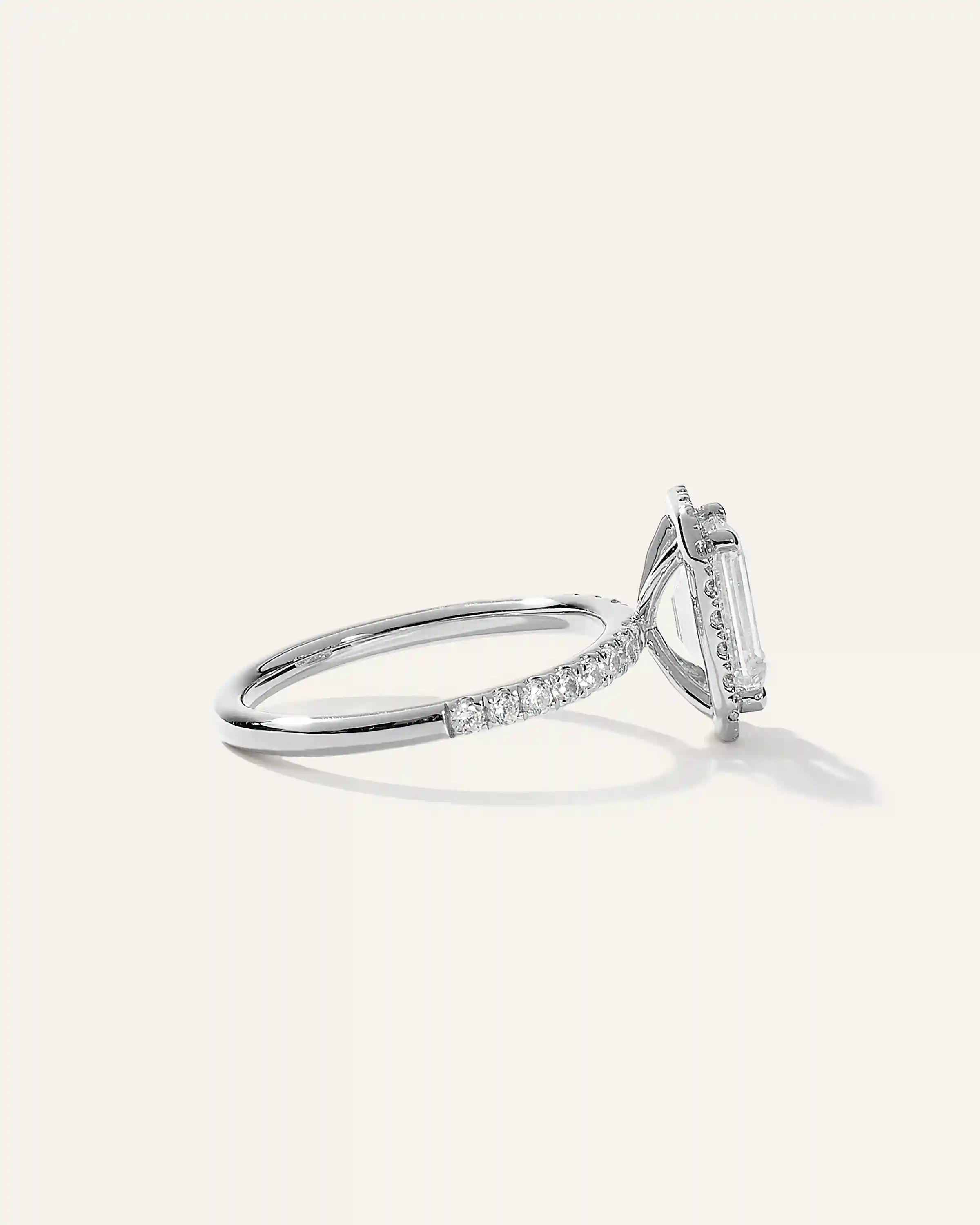 Lab Grown Diamond Emerald Halo Pave Engagement Ring - 2ct
