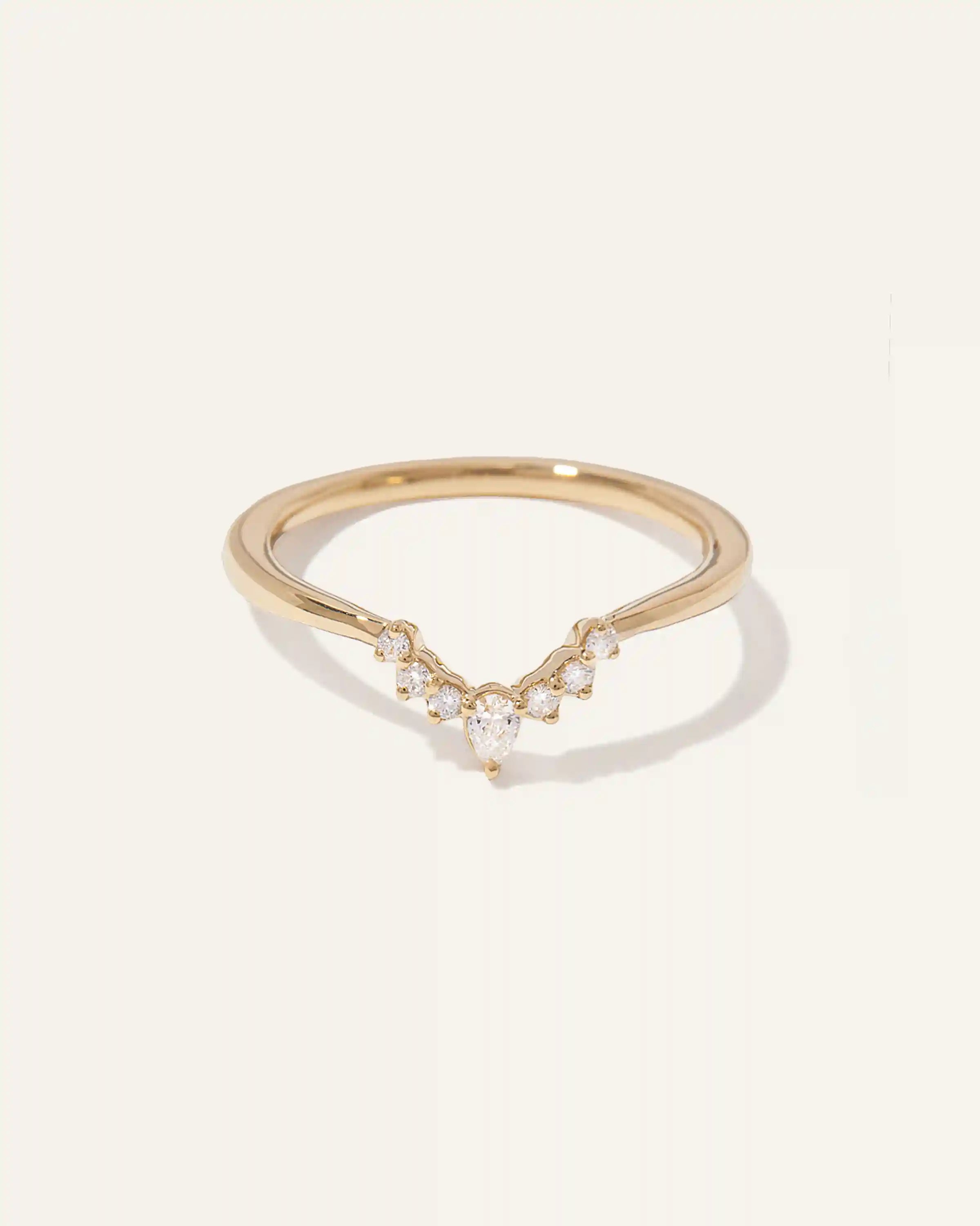 14K Gold Natural Diamond Pointed Tiara Band