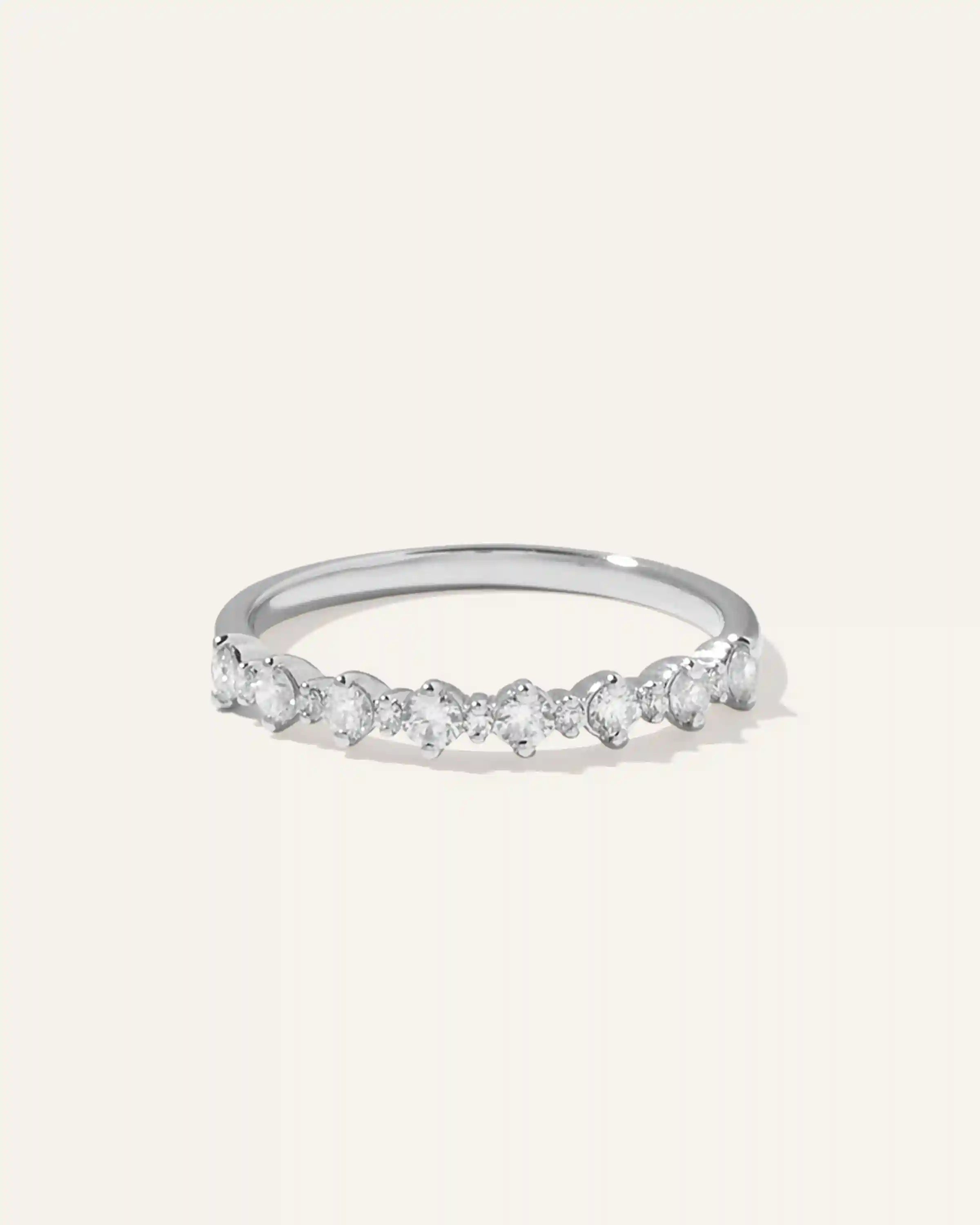 14K Gold Natural Diamond Alternating Round Band