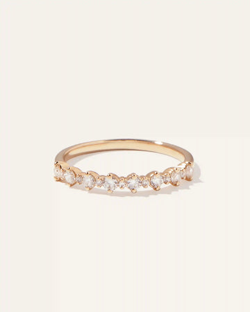 14K Gold Natural Diamond Alternating Round Band