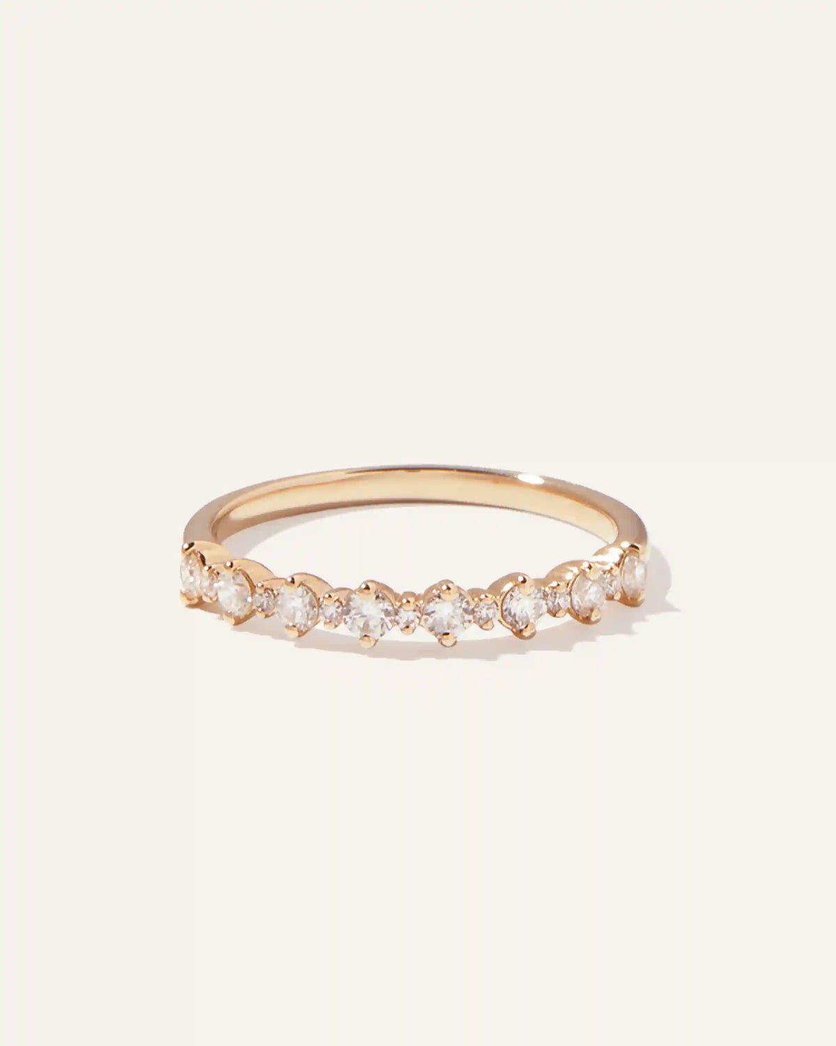 14K Gold Natural Diamond Alternating Round Band