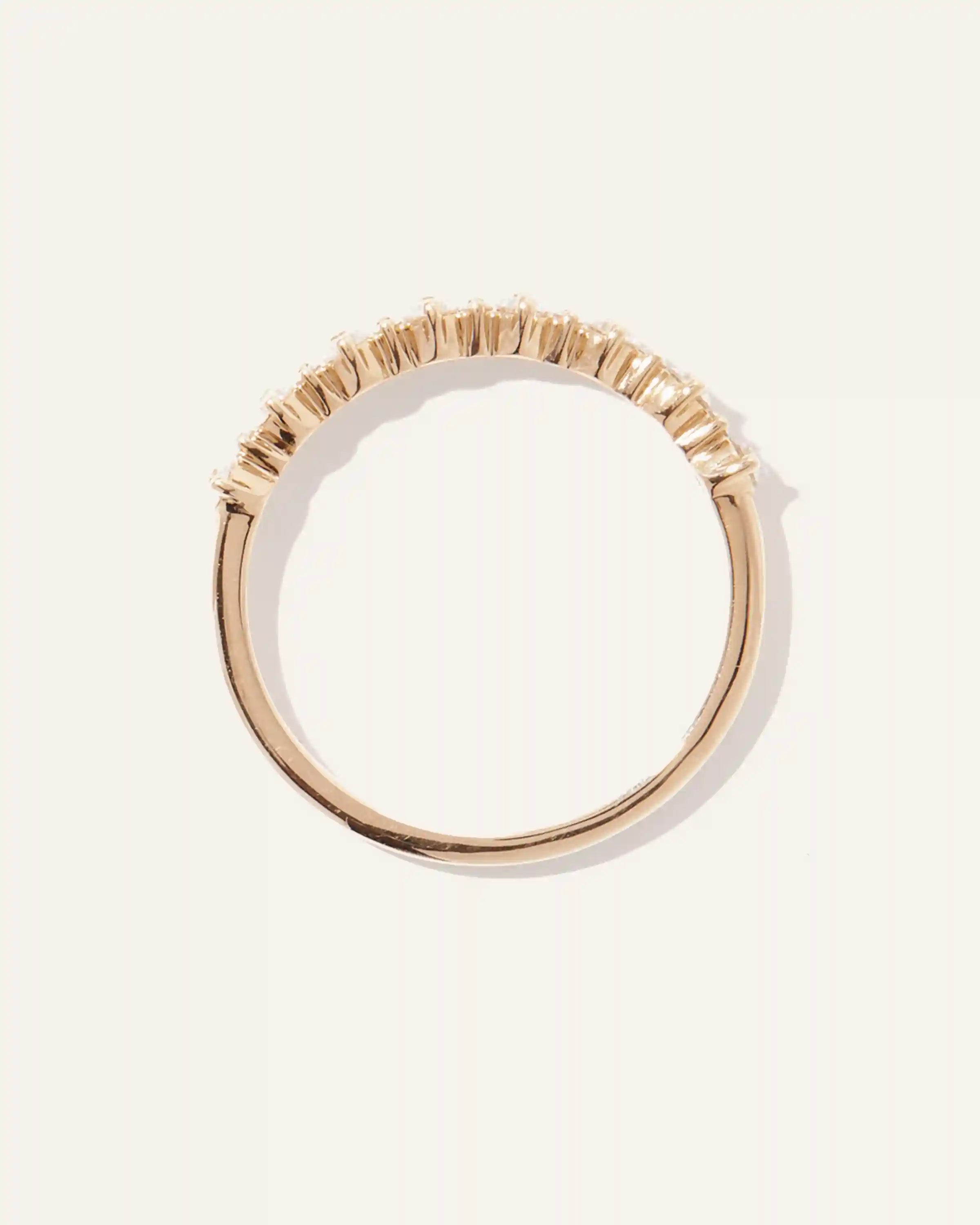 14K Gold Natural Diamond Alternating Round Band