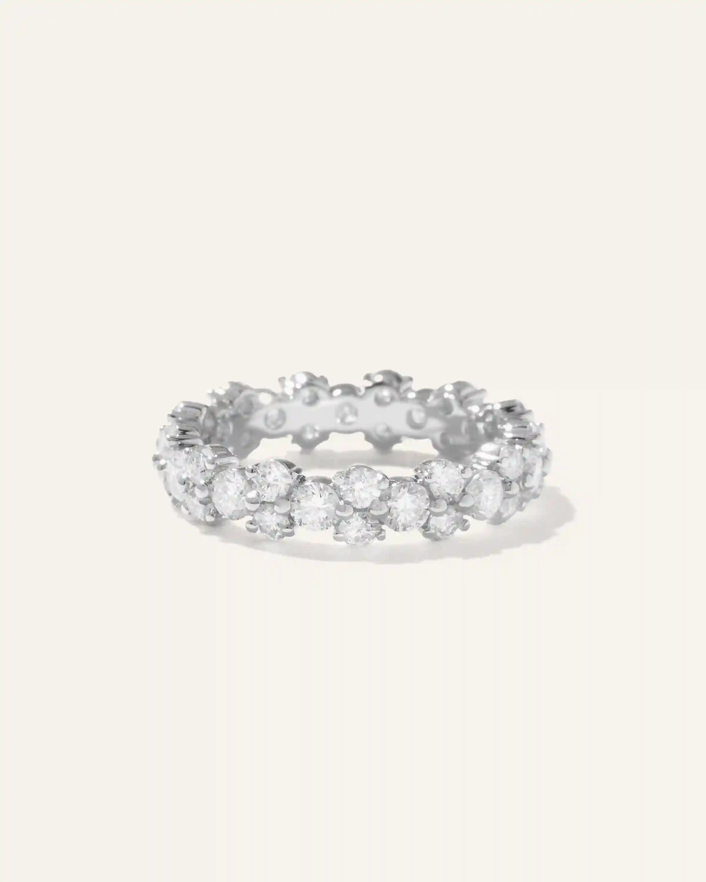 14K Gold Lab Grown Diamond Cluster Eternity Band