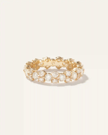 14K Gold Lab Grown Diamond Cluster Eternity Band
