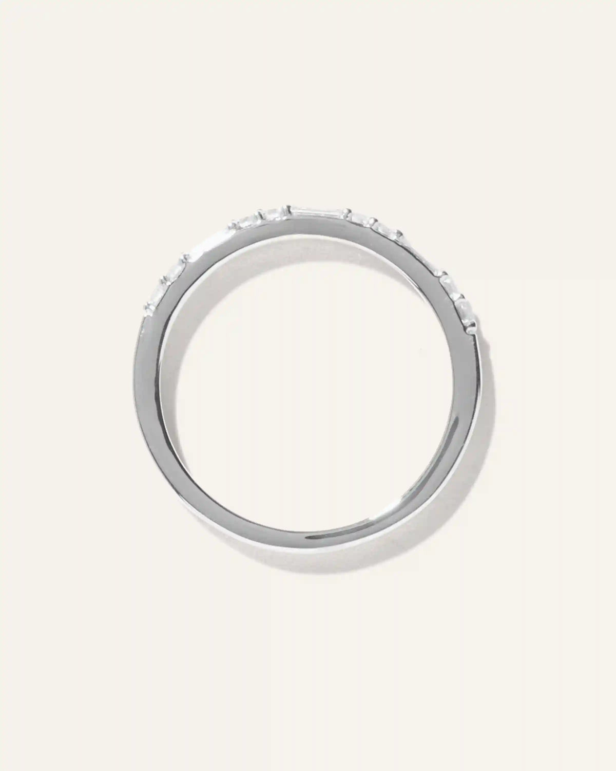 14K Gold Lab Grown Diamond Alternating Baguette & Round Band