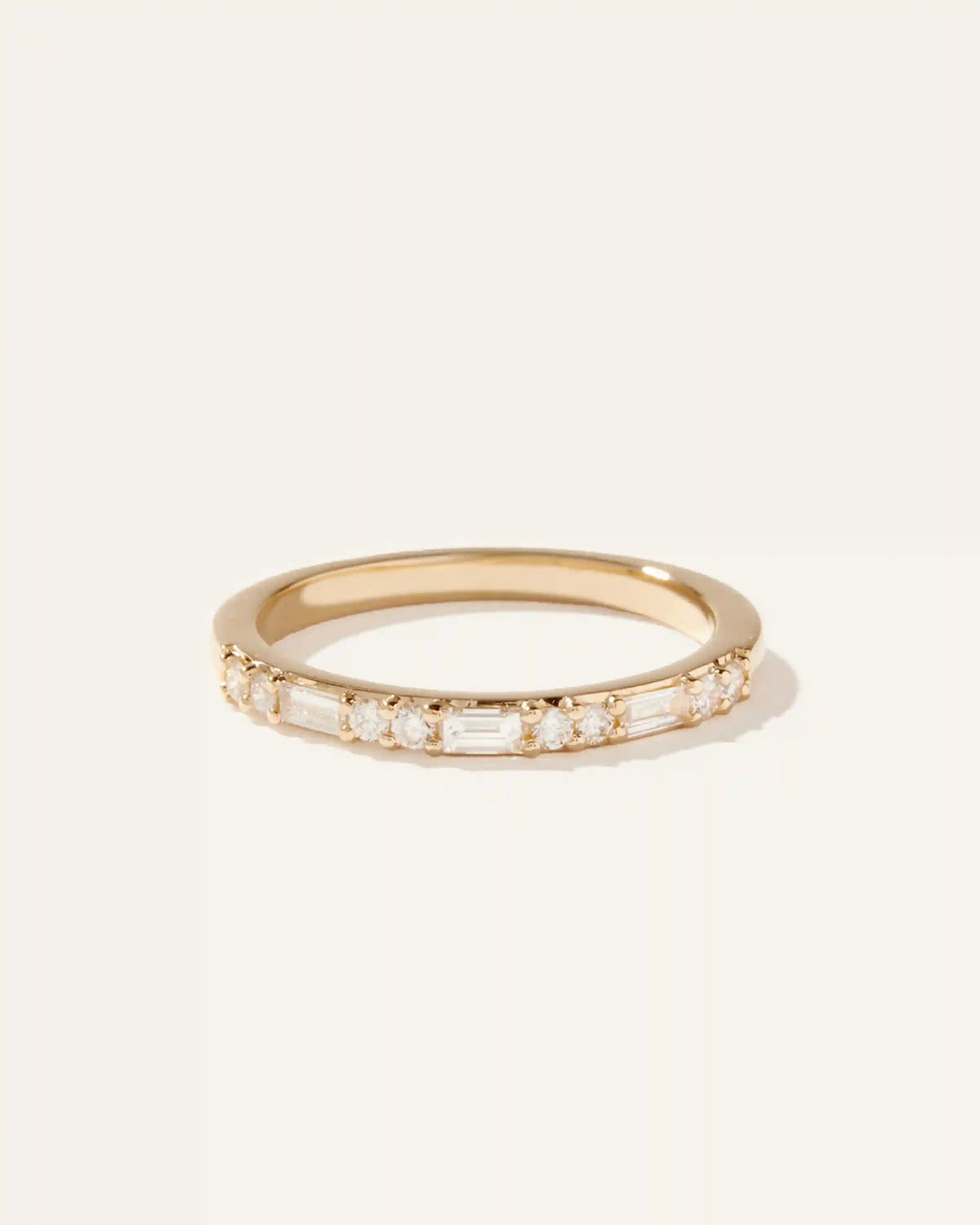 14K Gold Lab Grown Diamond Alternating Baguette & Round Band