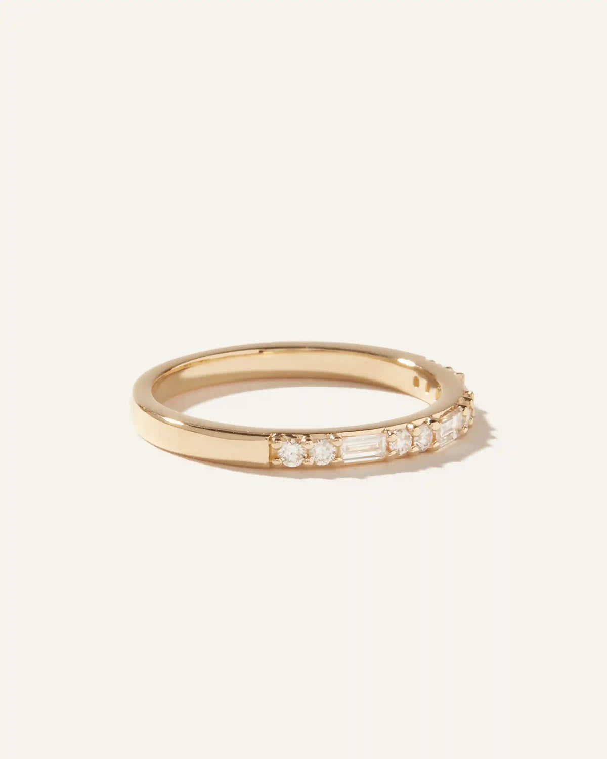14K Gold Lab Grown Diamond Alternating Baguette & Round Band