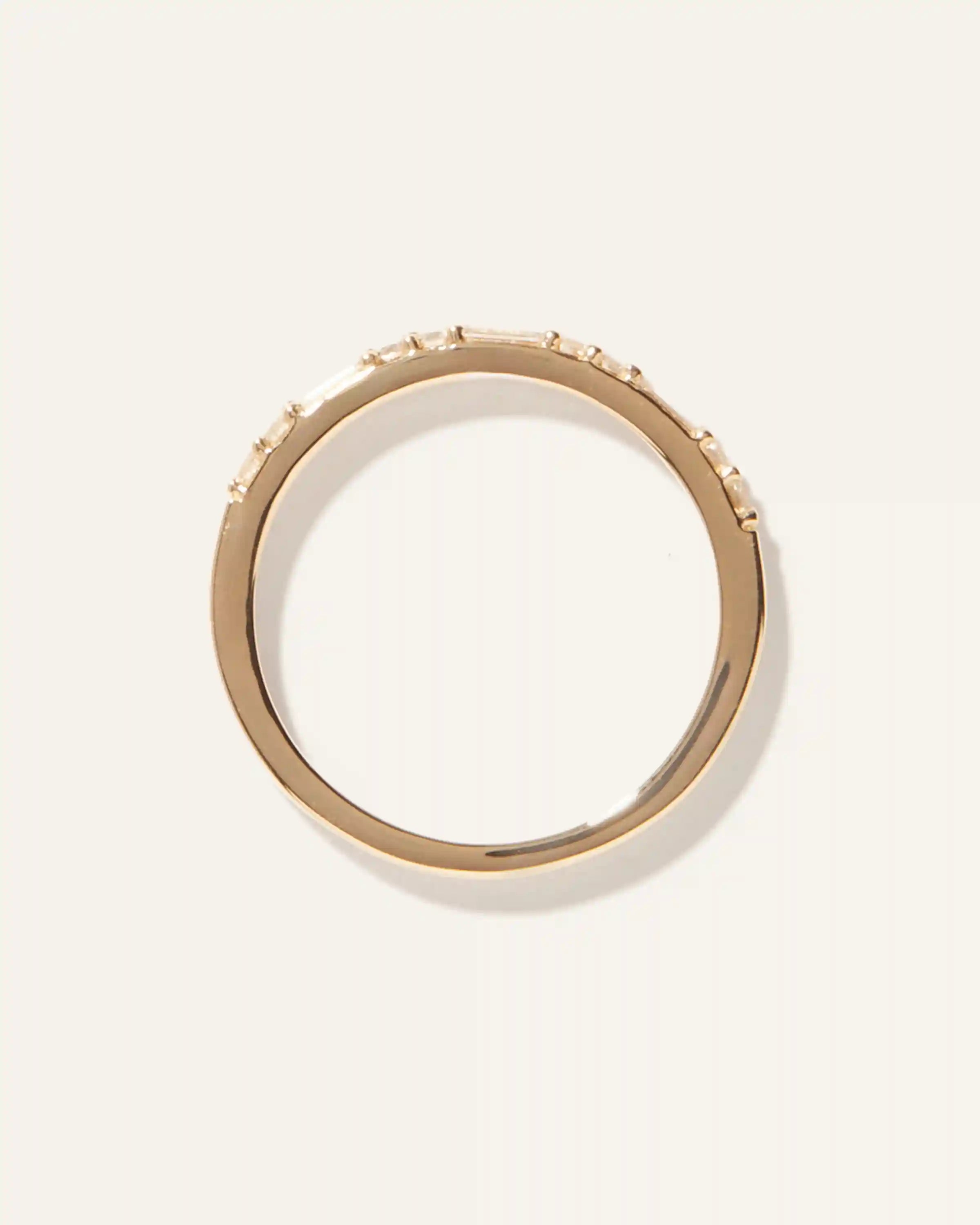 14K Gold Lab Grown Diamond Alternating Baguette & Round Band