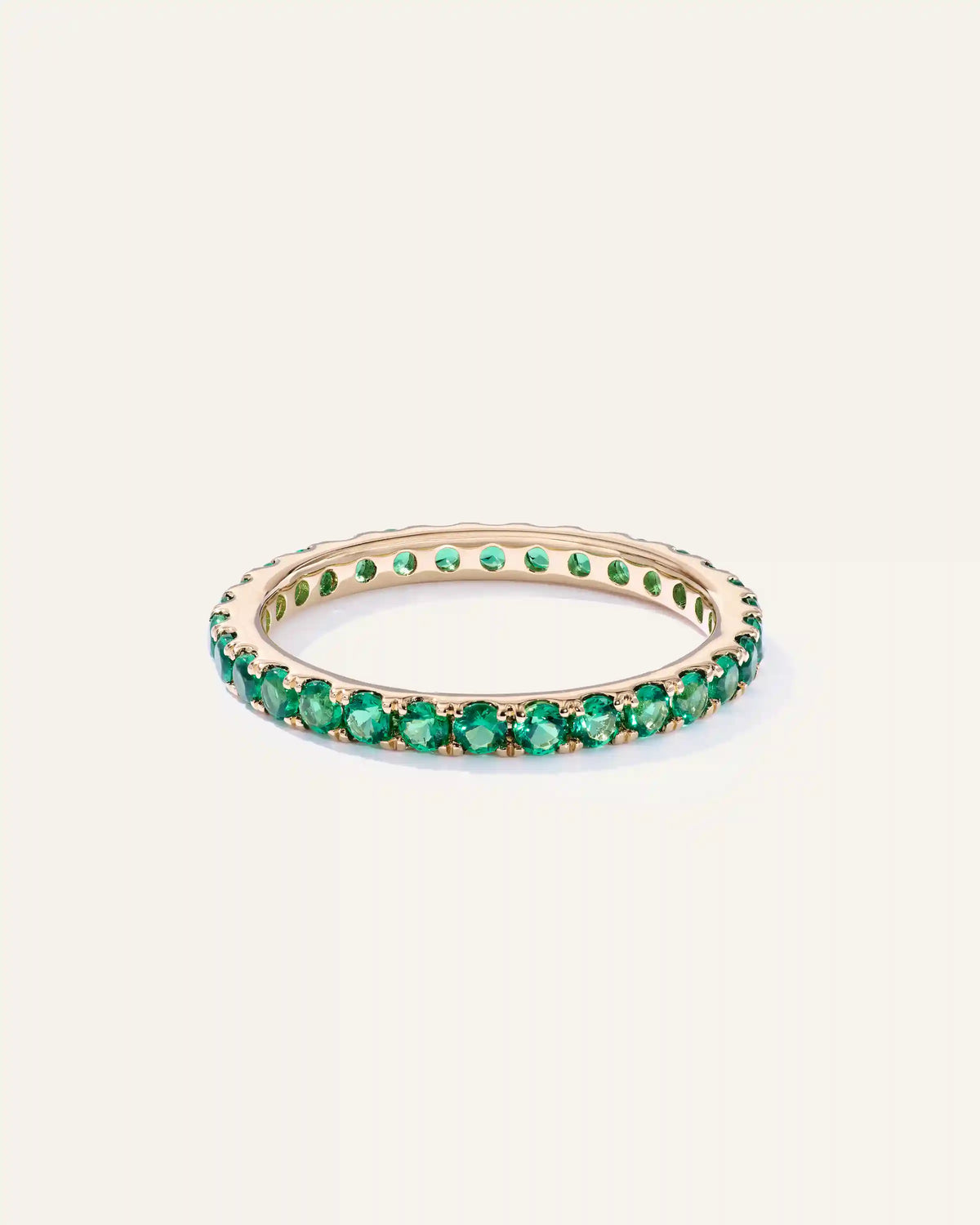 14K Gold Gemstone Pave Eternity Band