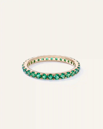14K Gold Gemstone Pave Eternity Band
