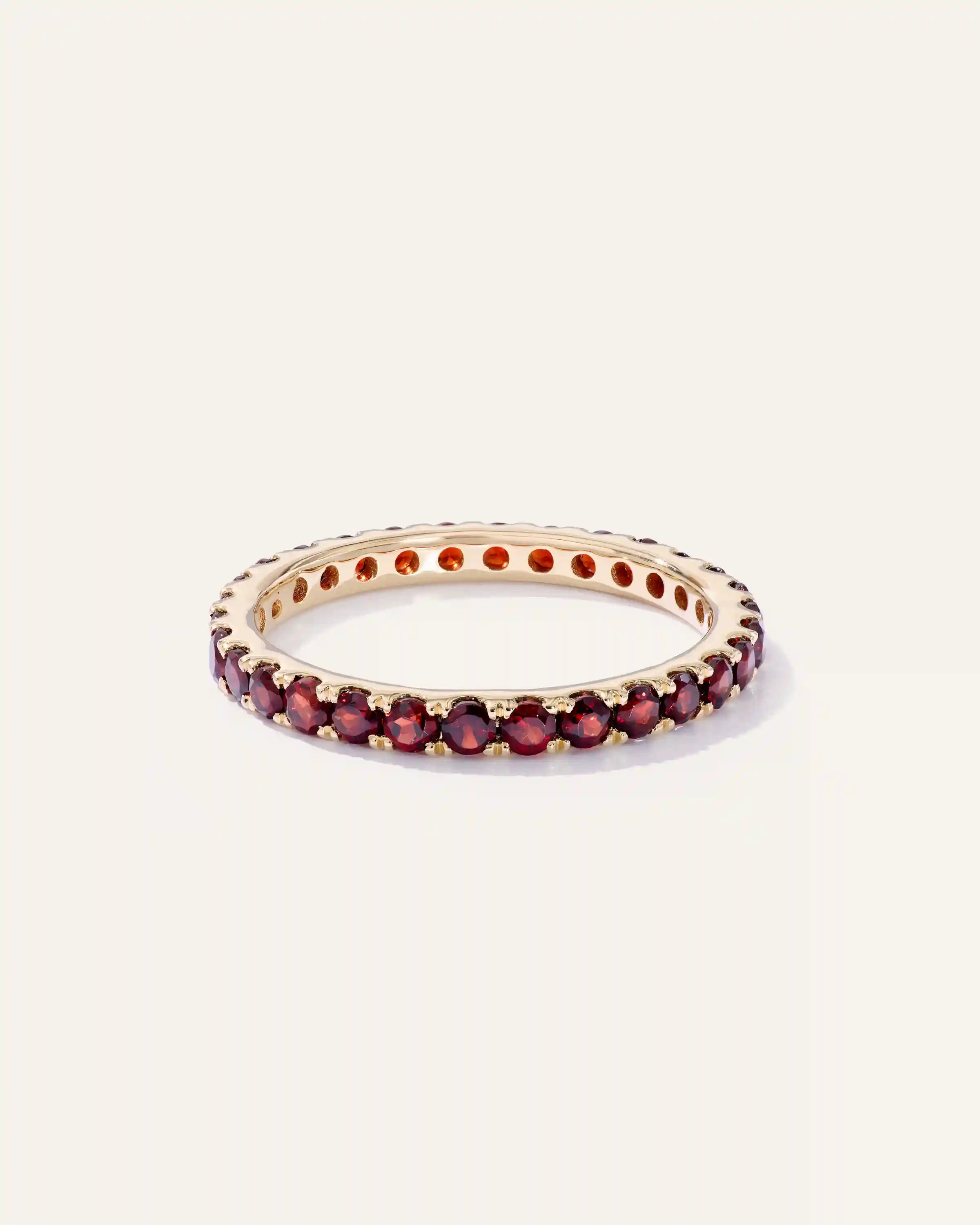 14K Gold Gemstone Pave Eternity Band