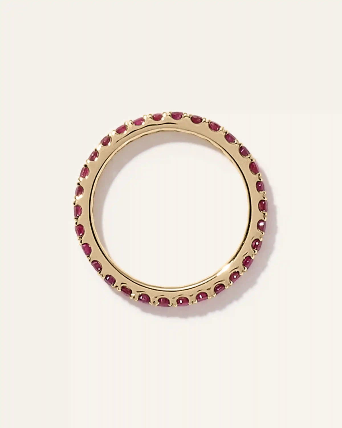 14K Gold Gemstone Pave Eternity Band