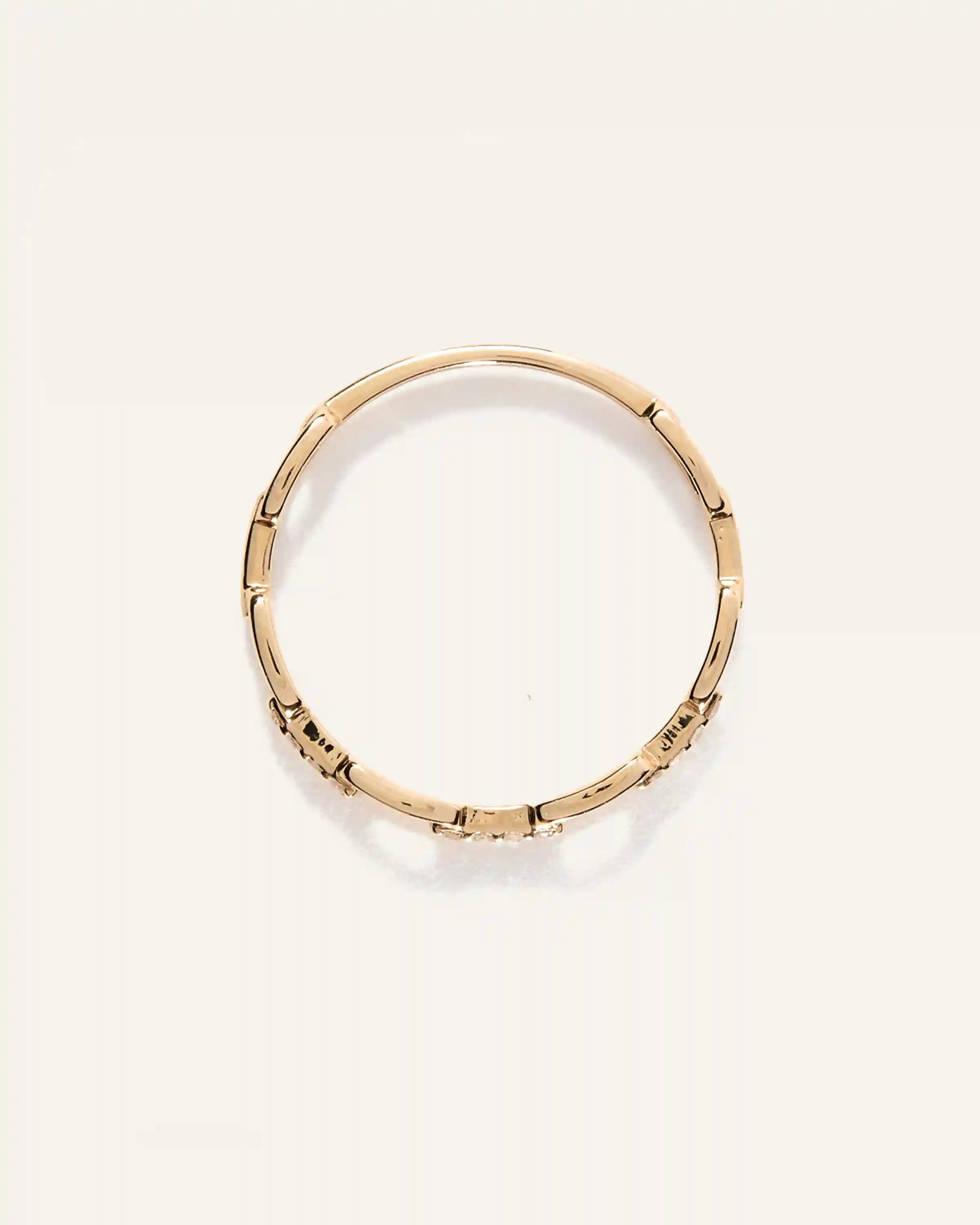 14K Gold Diamond Paperclip Link Ring