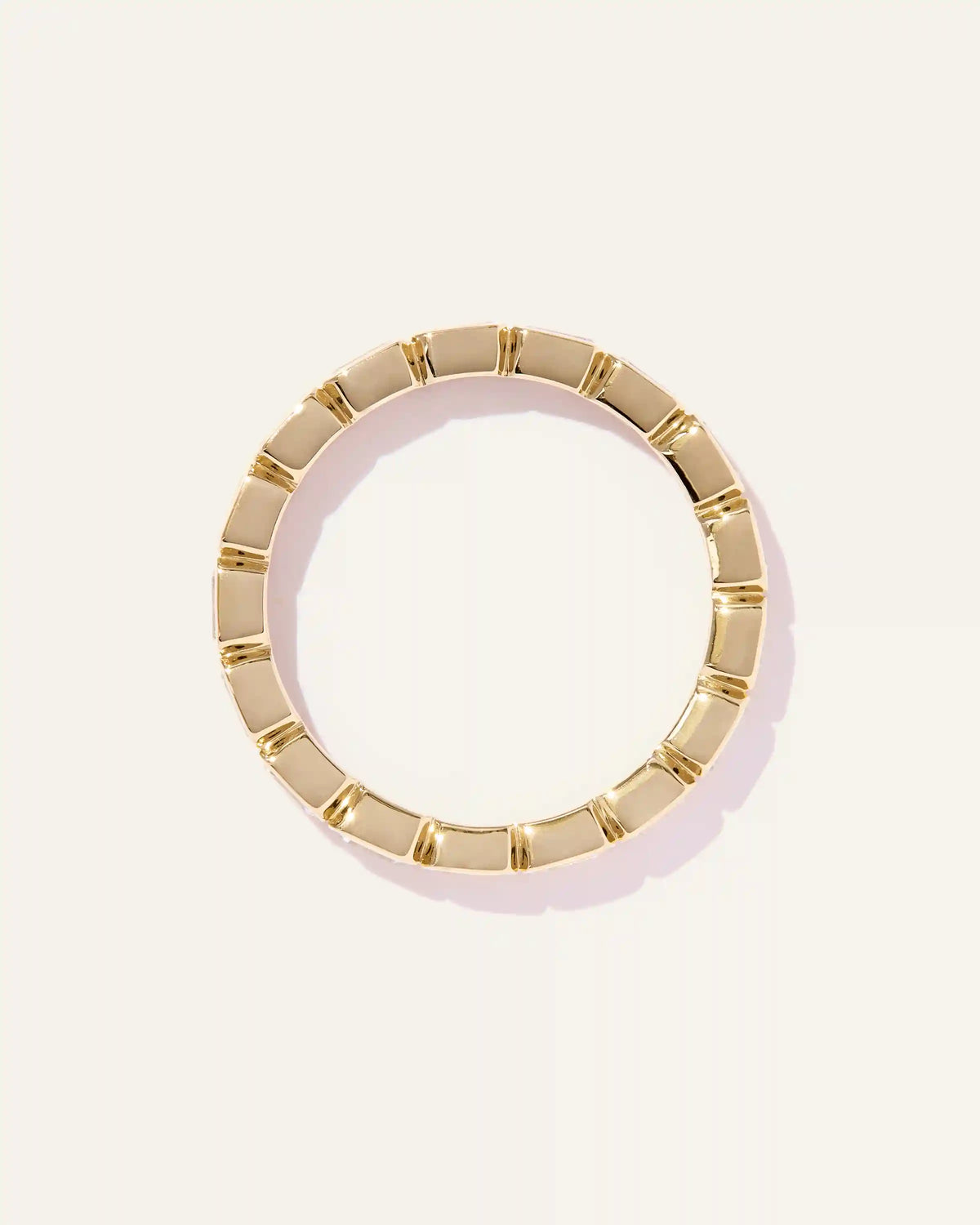 Women's Lab Grown Diamond Emerald East-West Bezel Eternity Band Rings in Yellow Gold