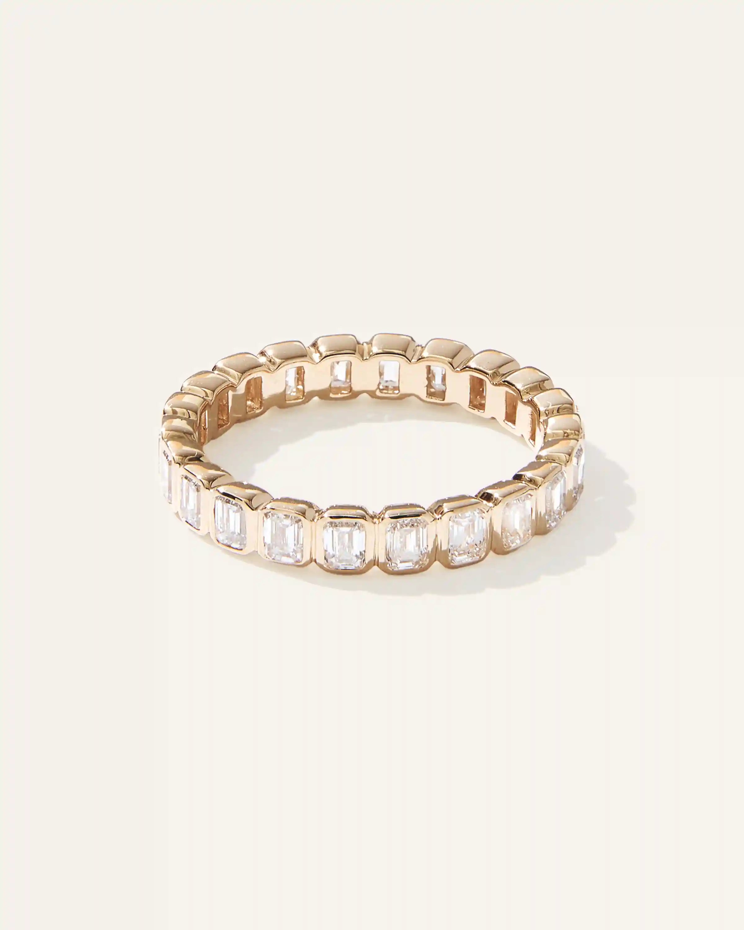Lab Grown Diamond Emerald North-South Bezel Eternity Band