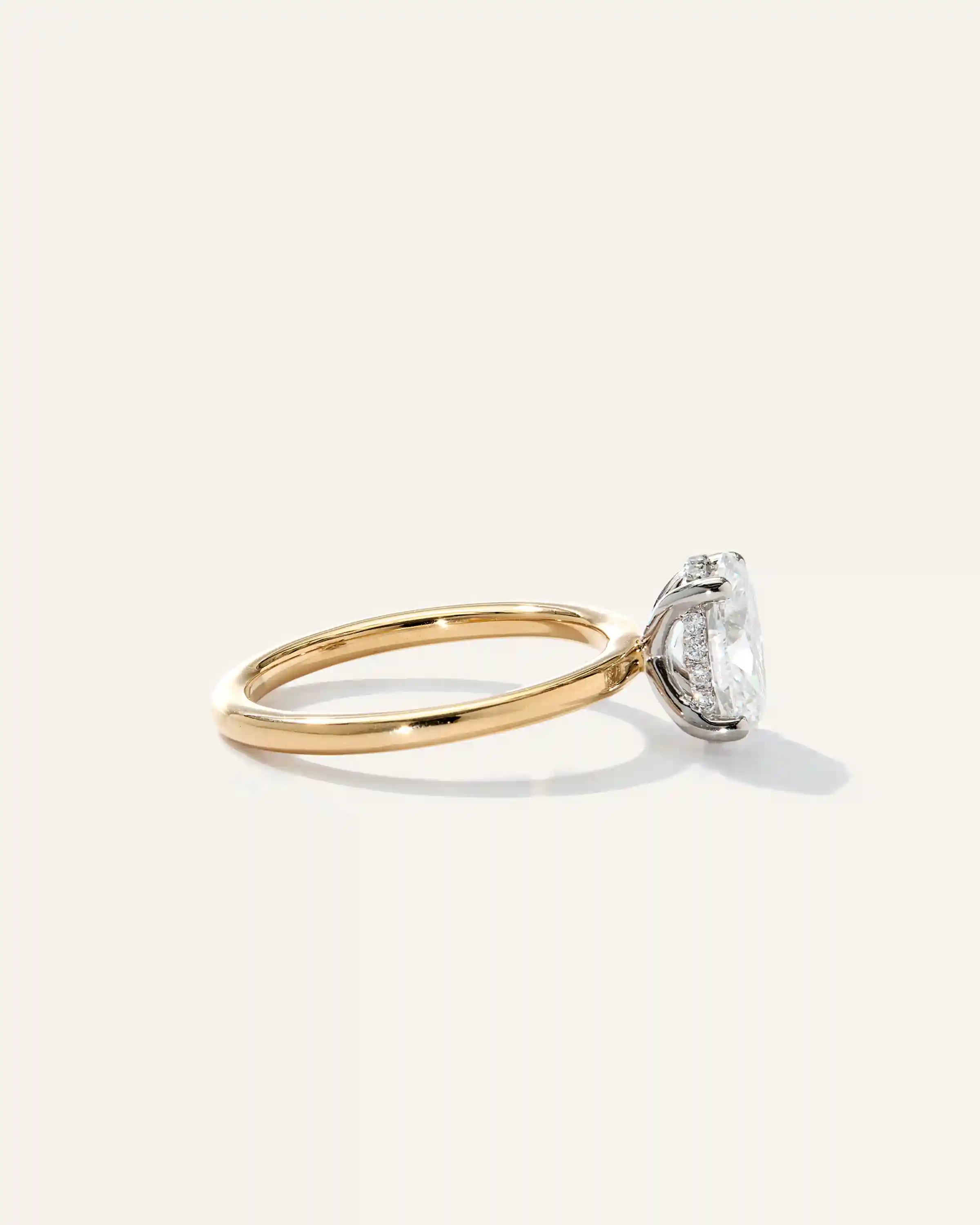 Lab Grown Diamond Oval Petite Hidden Halo Engagement Ring - 1.5ct