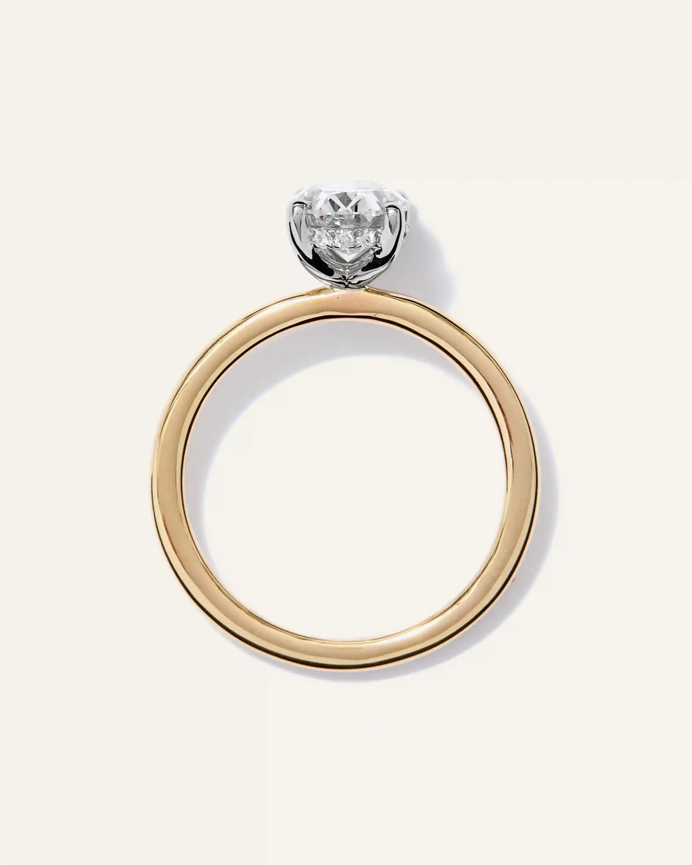 Lab Grown Diamond Oval Petite Hidden Halo Engagement Ring - 1.5ct