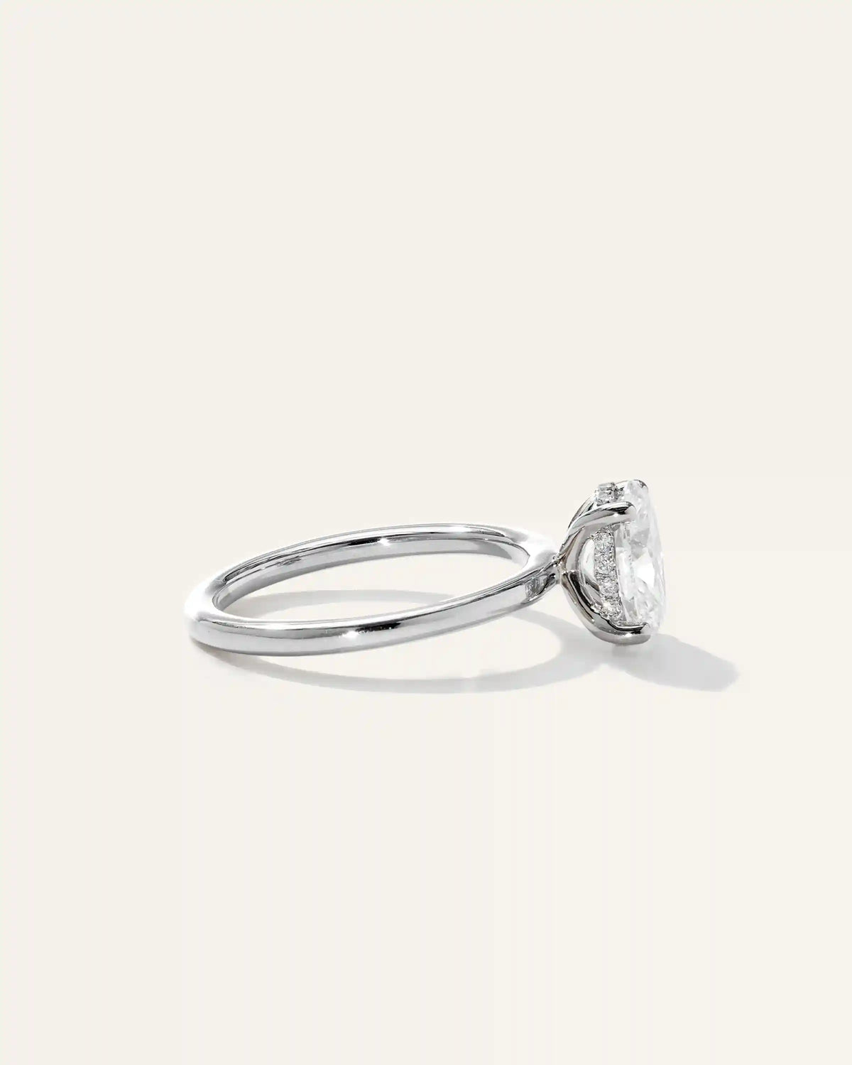 Lab Grown Diamond Oval Petite Hidden Halo Engagement Ring - 1.5ct