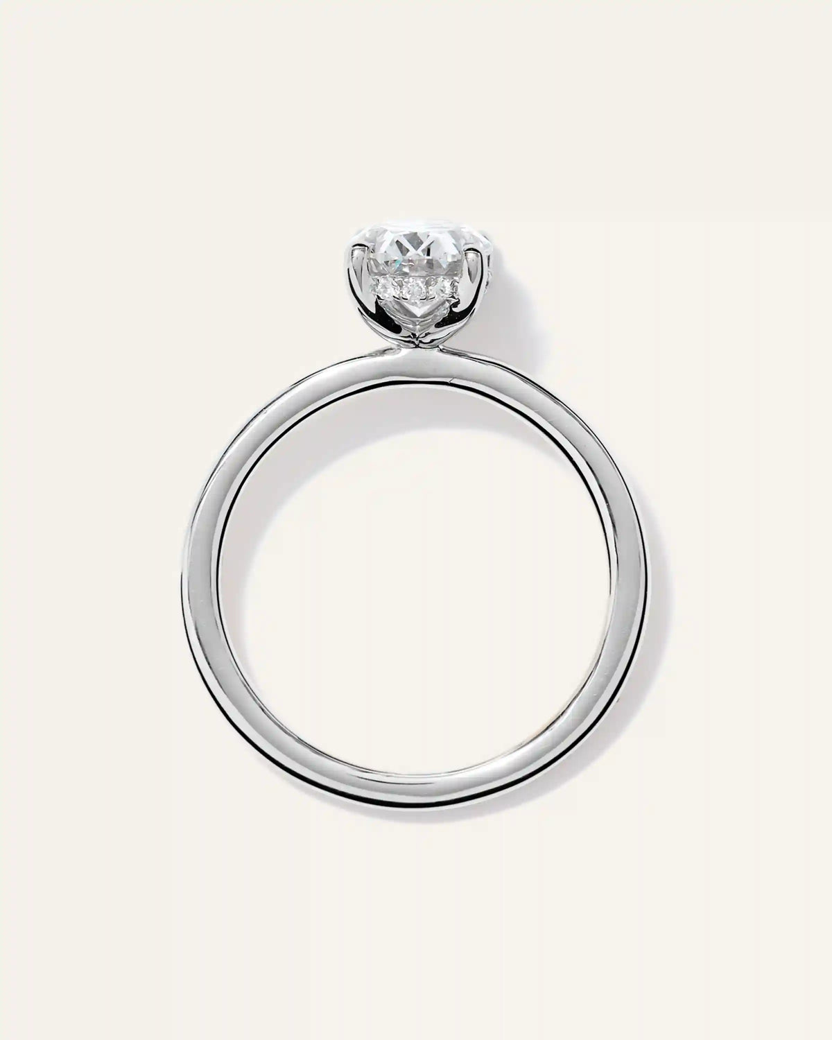 Lab Grown Diamond Oval Petite Hidden Halo Engagement Ring - 1.5ct