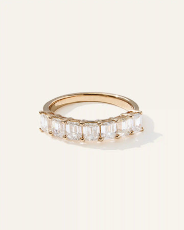Lab Grown Diamond Emerald Seven Stone Band