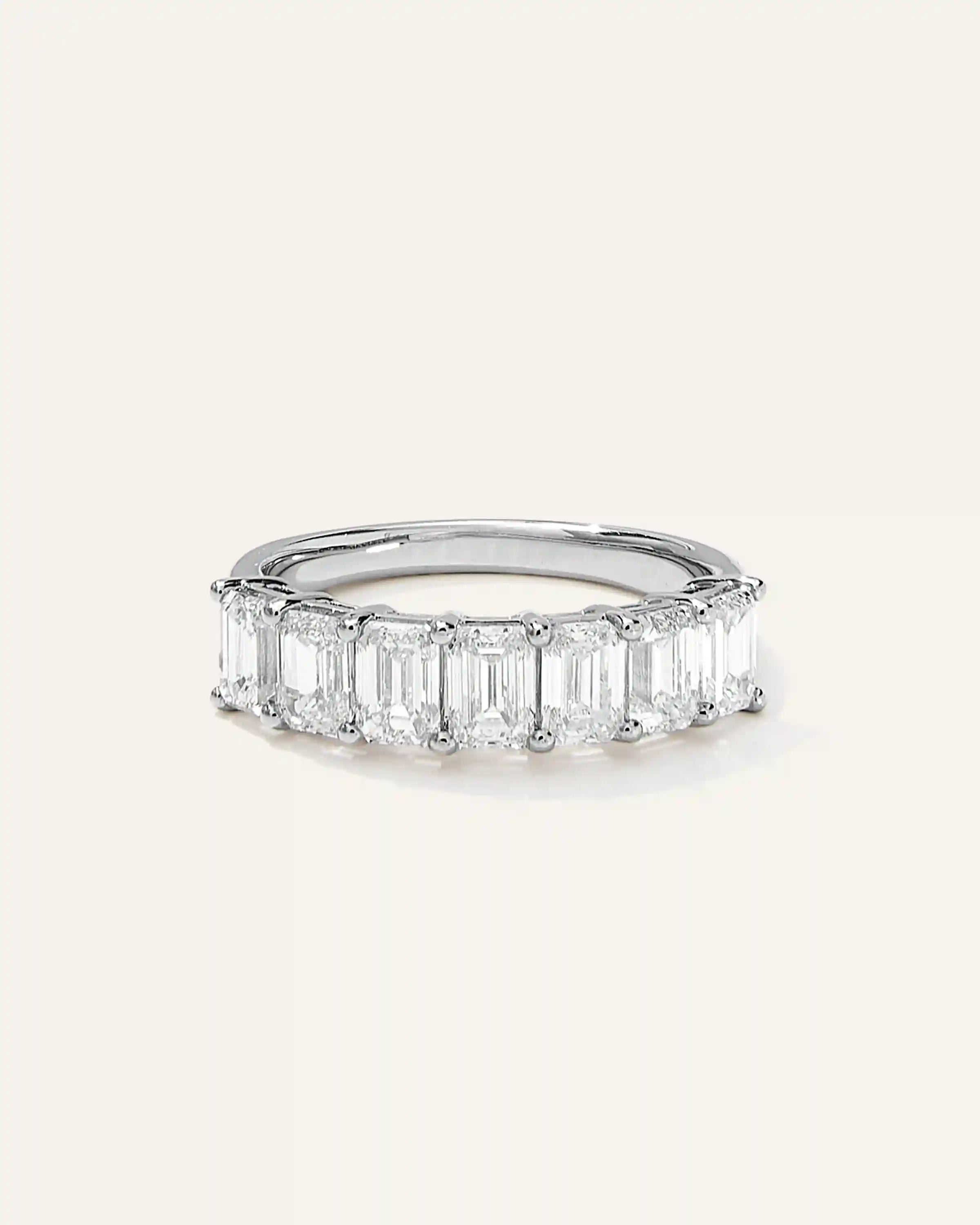 Lab Grown Diamond Emerald Seven Stone Band