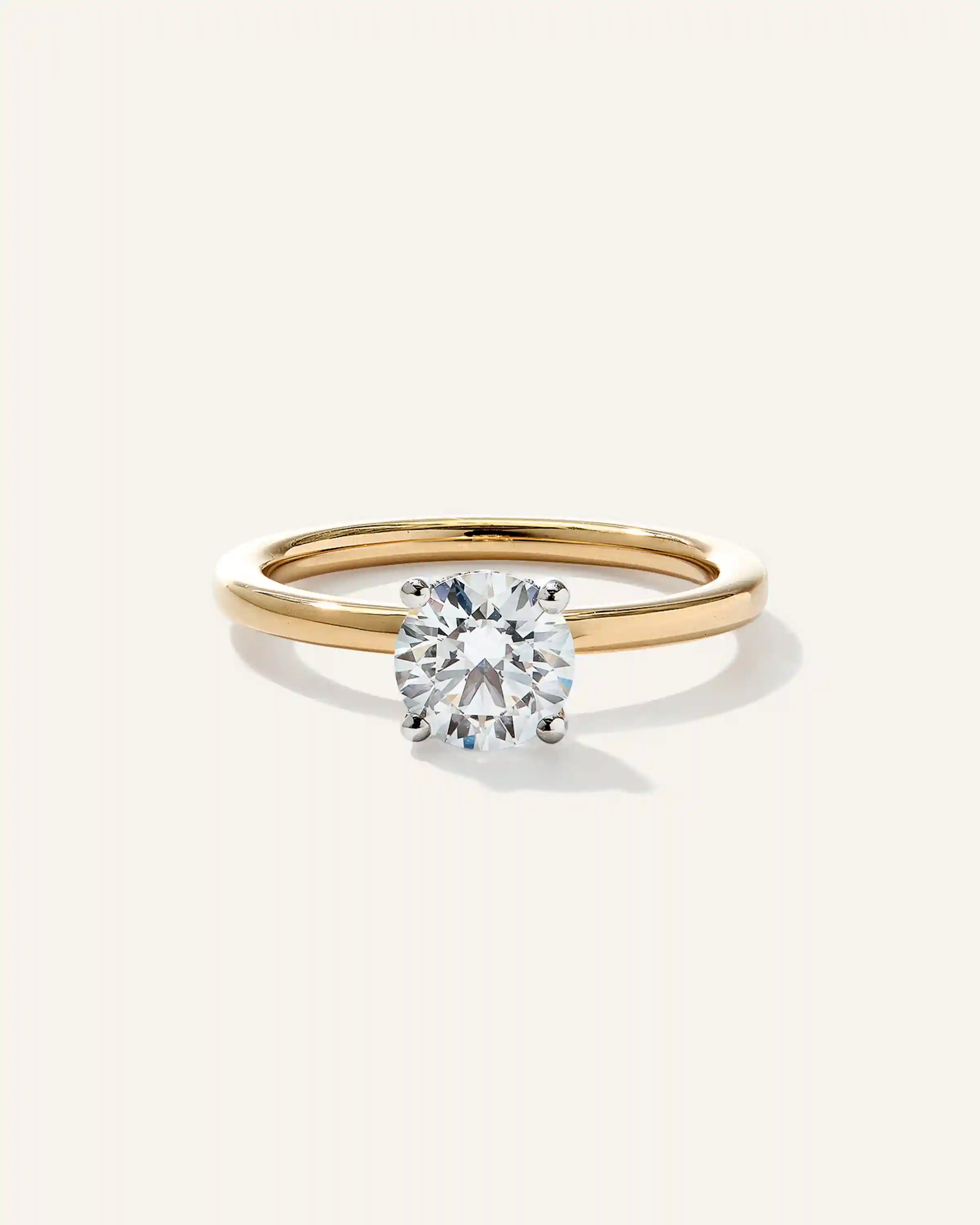 Lab Grown Diamond Round Petite Hidden Halo Engagement Ring - 1ct