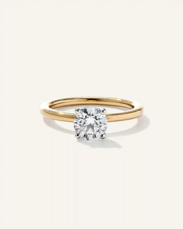 Lab Grown Diamond Round Petite Hidden Halo Engagement Ring - 1ct