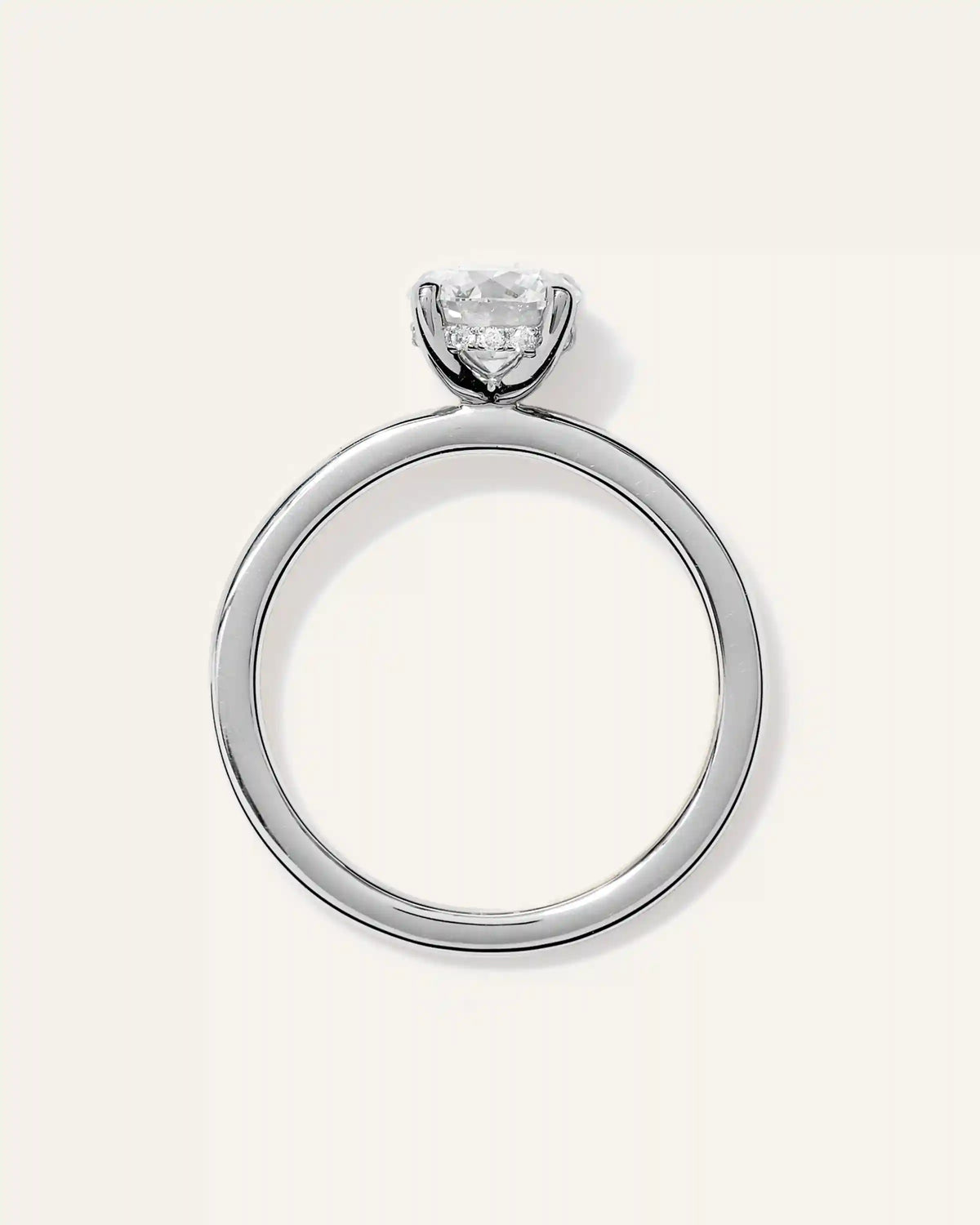 Lab Grown Diamond Round Petite Hidden Halo Engagement Ring - 1ct