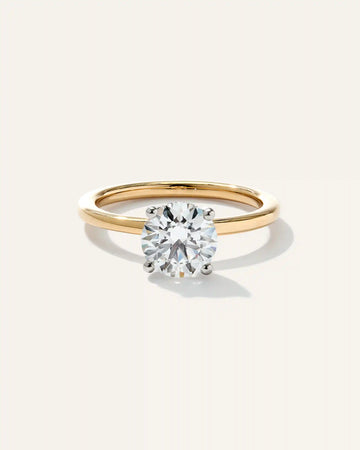 Lab Grown Diamond Round Petite Hidden Halo Engagement Ring - 1.5ct