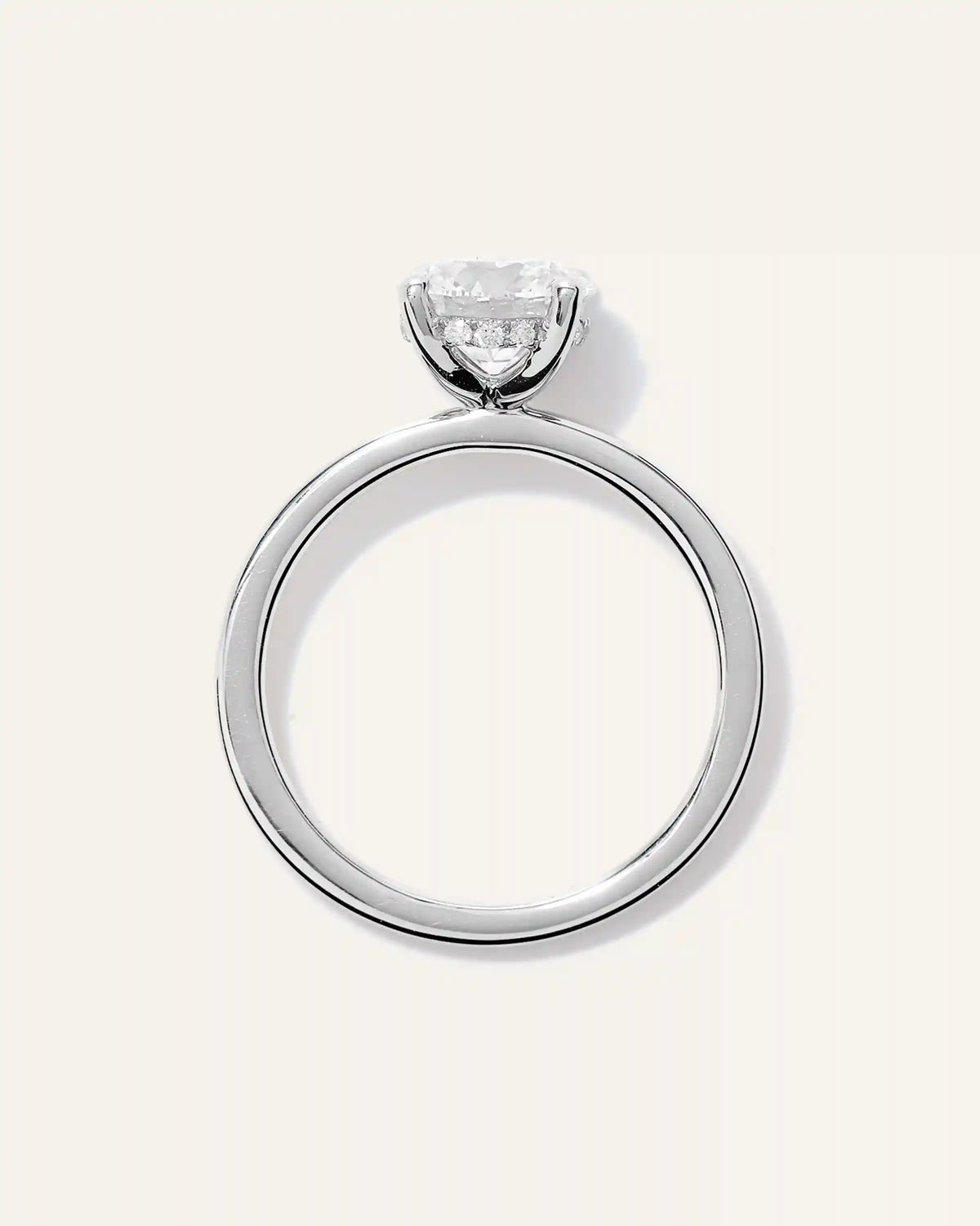 Lab Grown Diamond Round Petite Hidden Halo Engagement Ring - 1.5ct