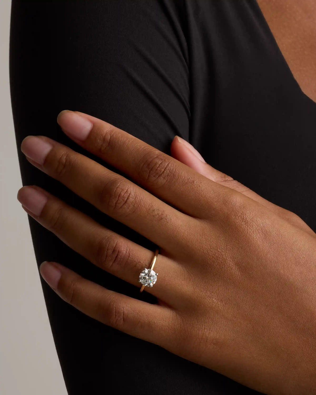 Lab Grown Diamond Round Petite Hidden Halo Engagement Ring - 1.5ct