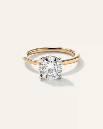 Lab Grown Diamond Round Petite Hidden Halo Engagement Ring - 2ct