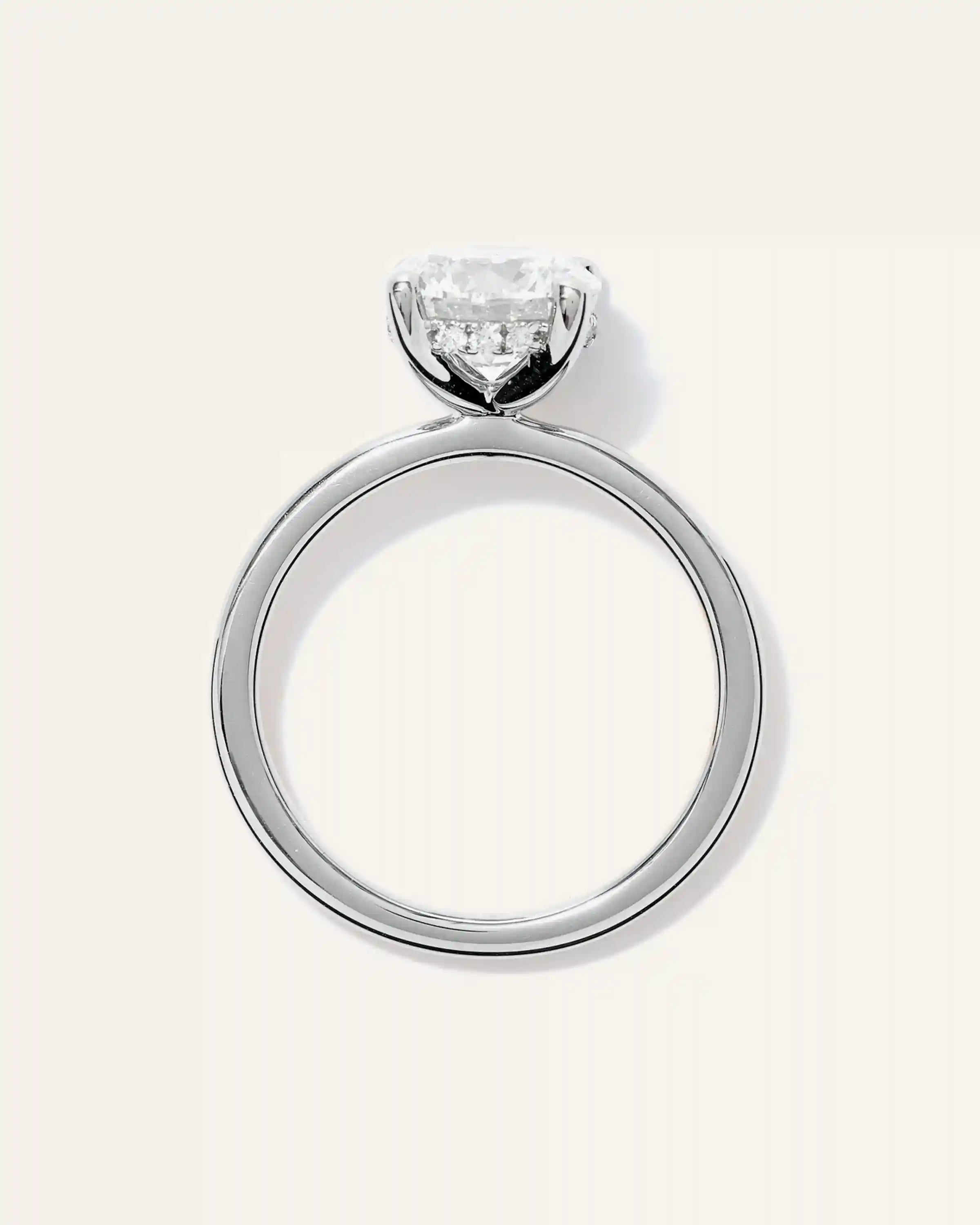 Lab Grown Diamond Round Petite Hidden Halo Engagement Ring - 2ct