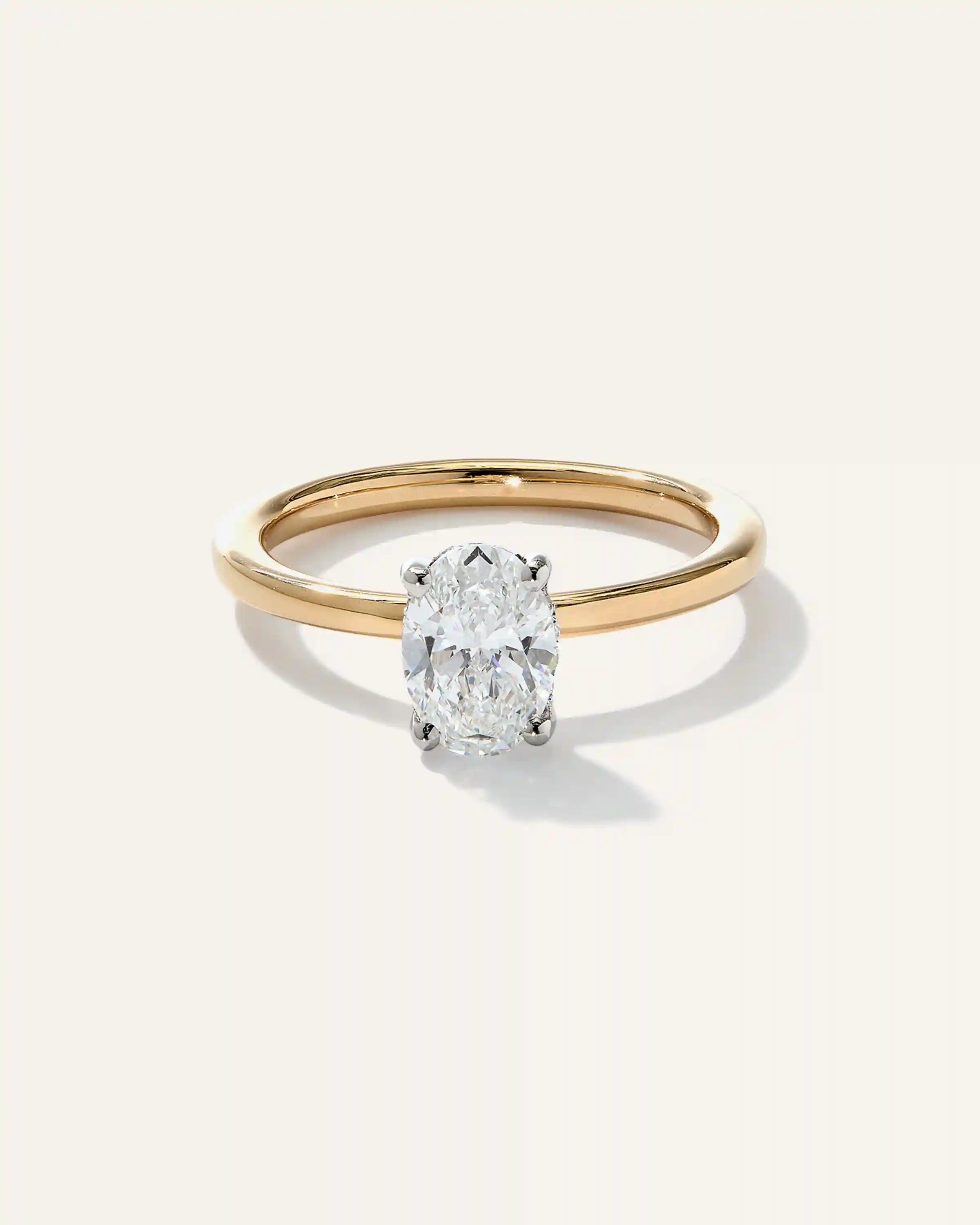 Lab Grown Diamond Oval Petite Hidden Halo Engagement Ring - 1ct