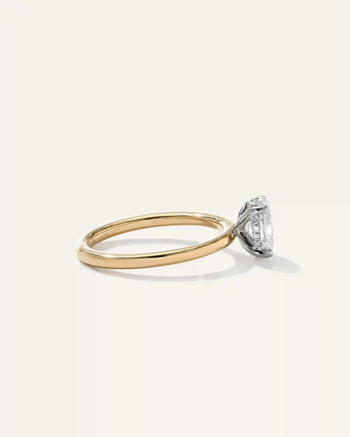 Lab Grown Diamond Oval Petite Hidden Halo Engagement Ring - 1ct