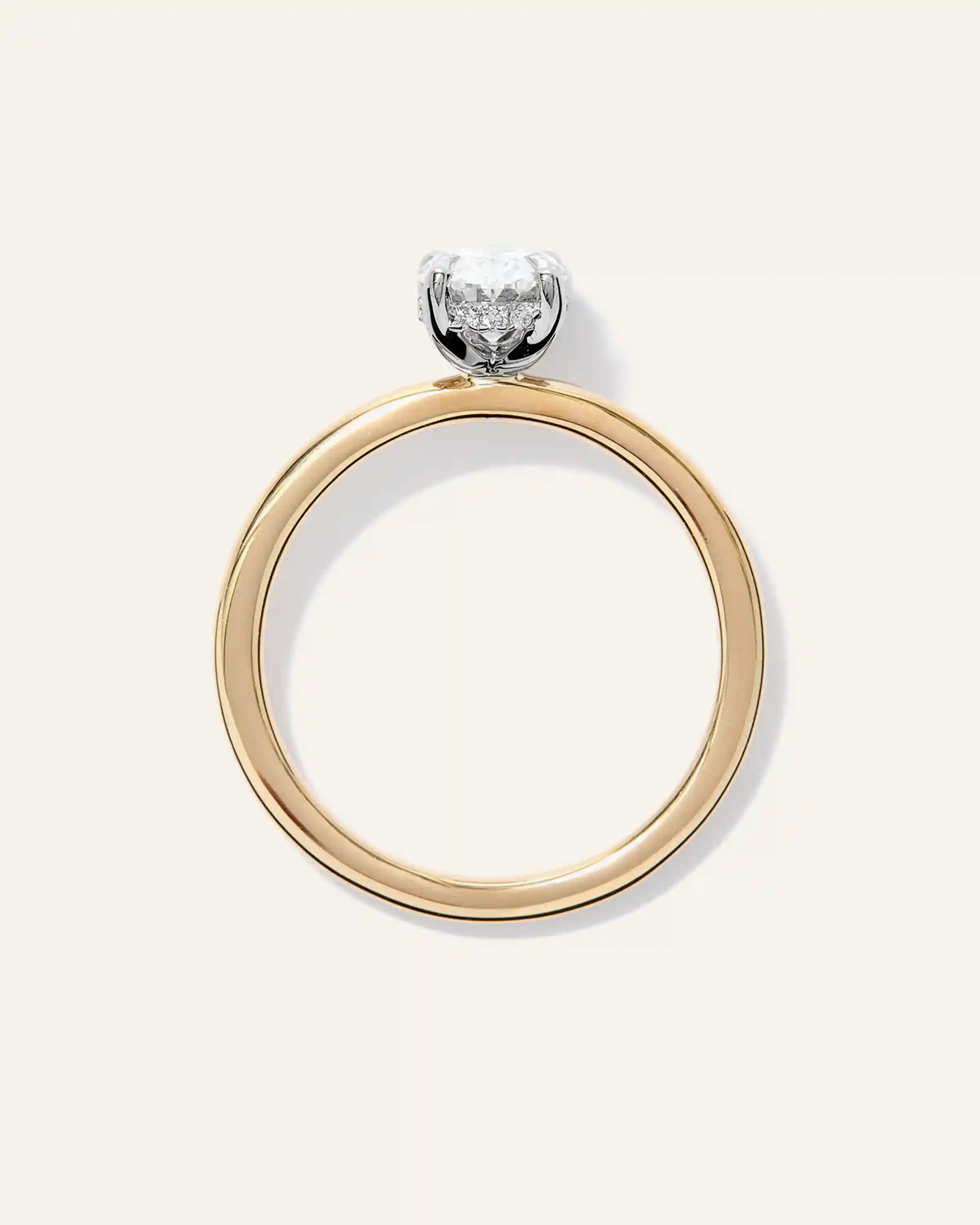 Lab Grown Diamond Oval Petite Hidden Halo Engagement Ring - 1ct