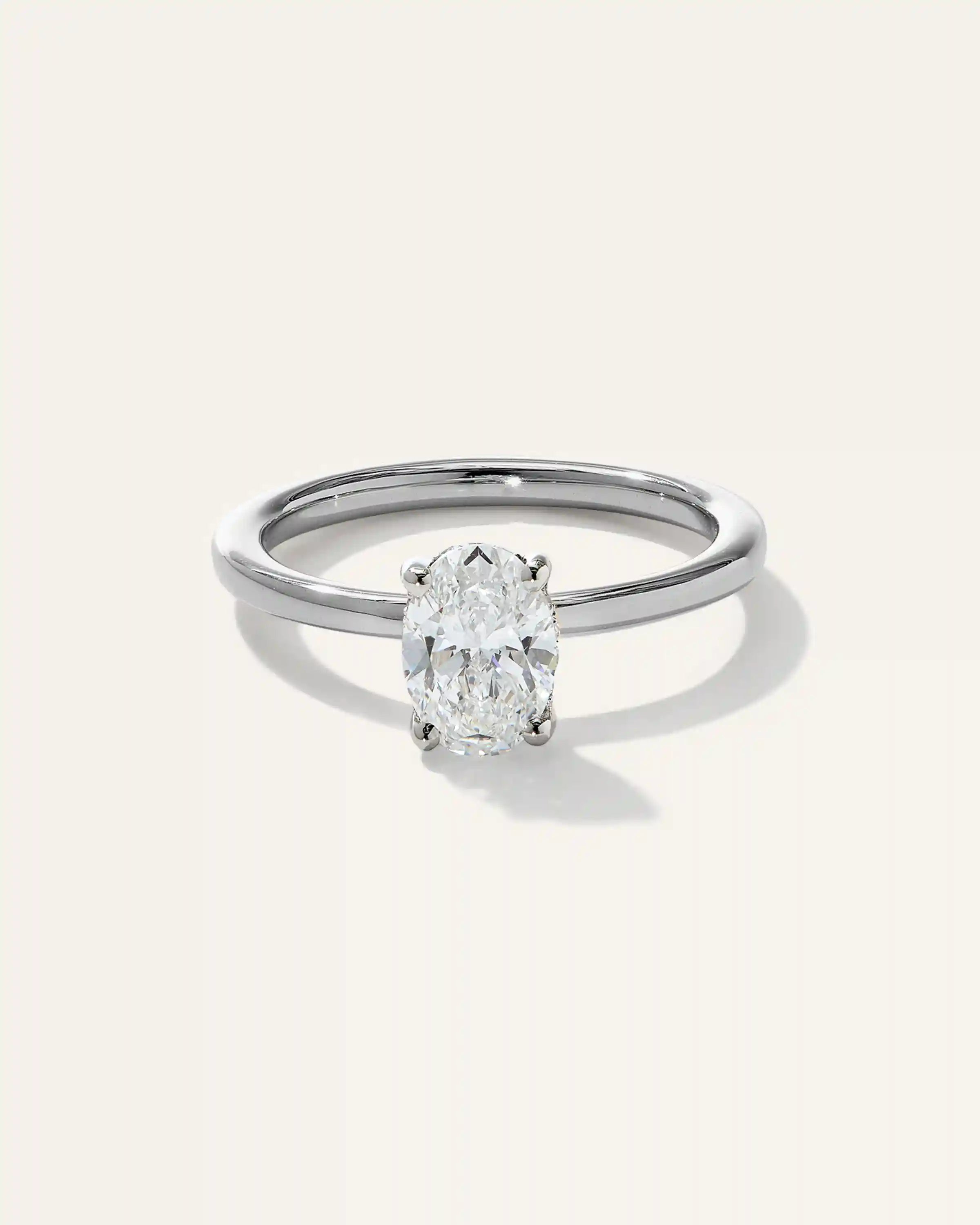 Lab Grown Diamond Oval Petite Hidden Halo Engagement Ring - 1ct
